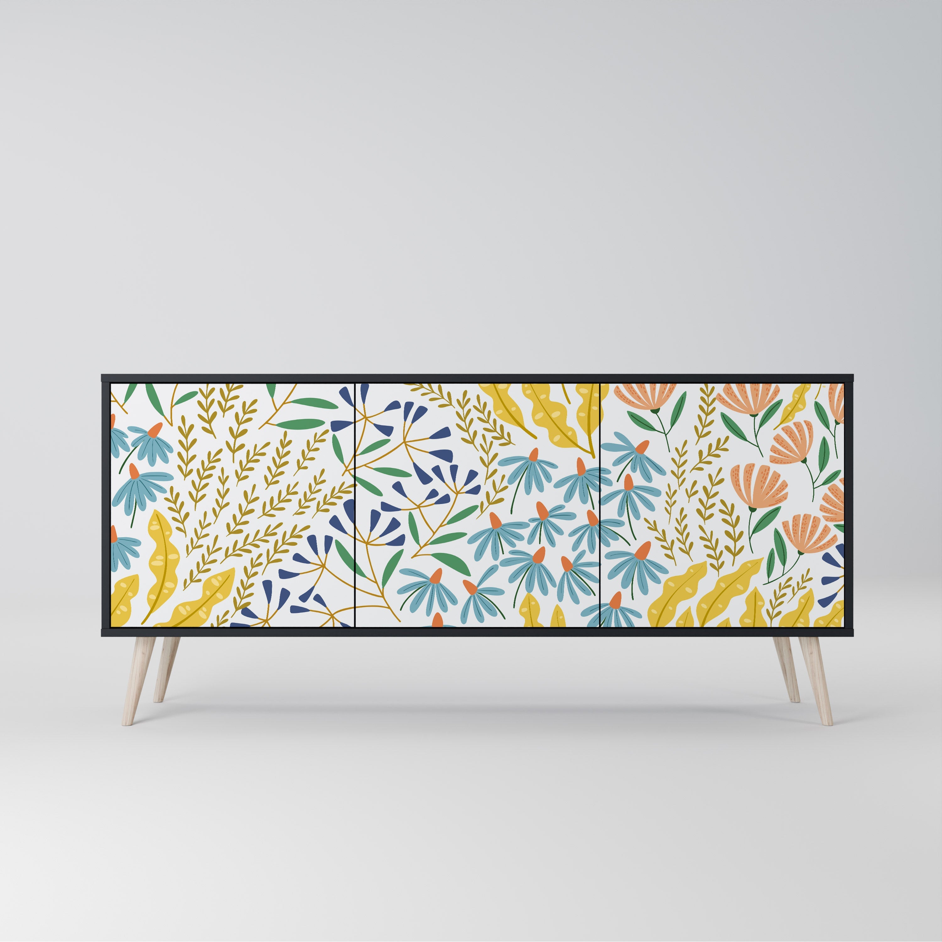 HELLO SPRING Sideboard mit 3 Türen in Schwarz