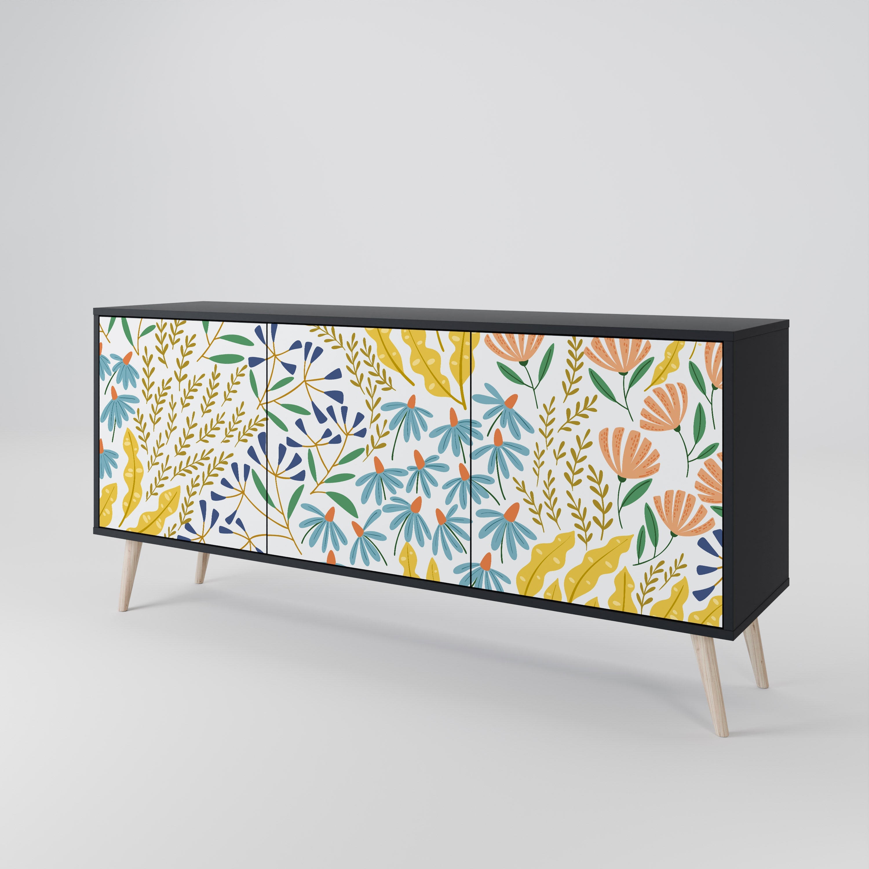 HELLO SPRING Sideboard mit 3 Türen in Schwarz