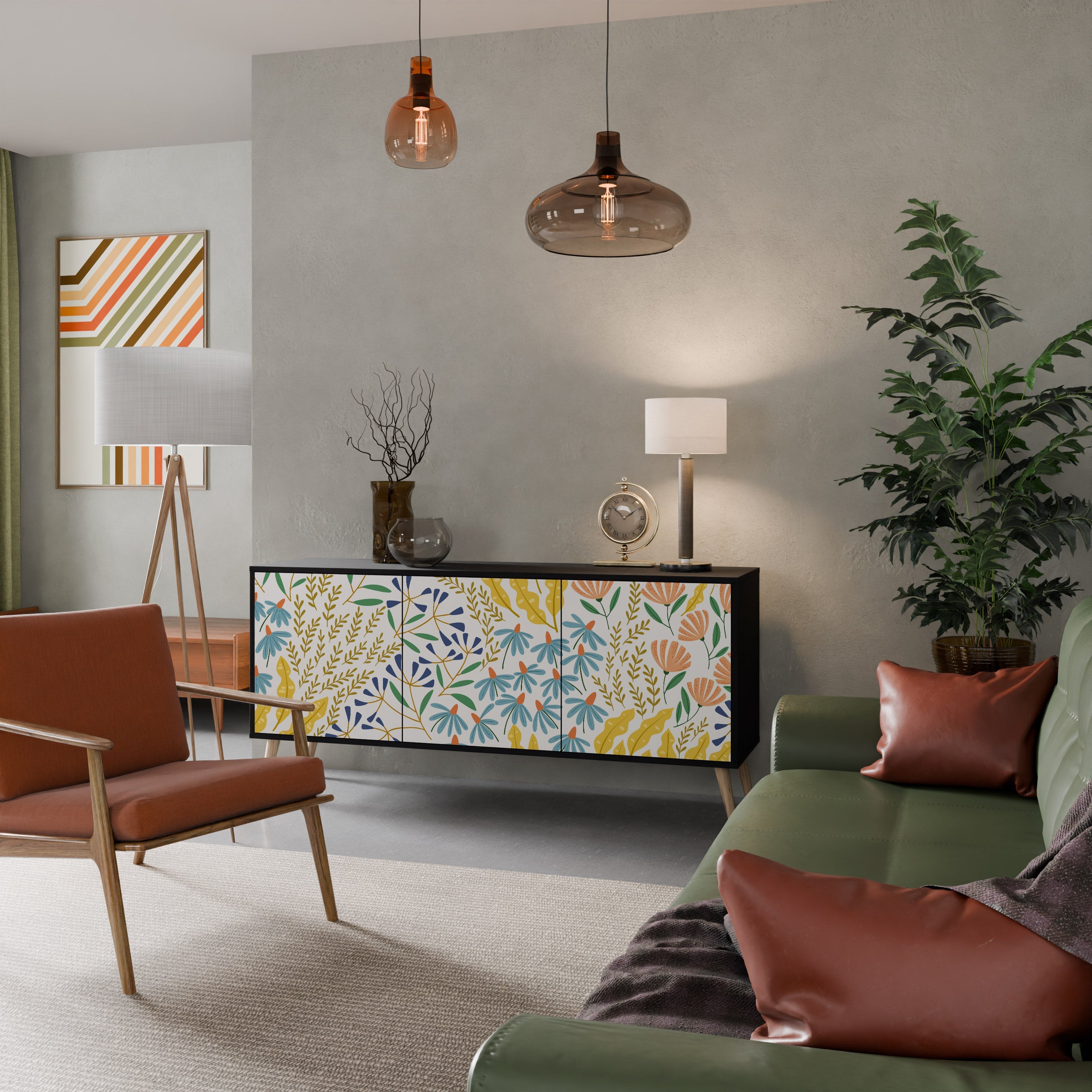 HELLO SPRING Sideboard mit 3 Türen in Schwarz
