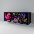 BLOOMING ELEGANCE 3-Door Sideboard in Black Finish