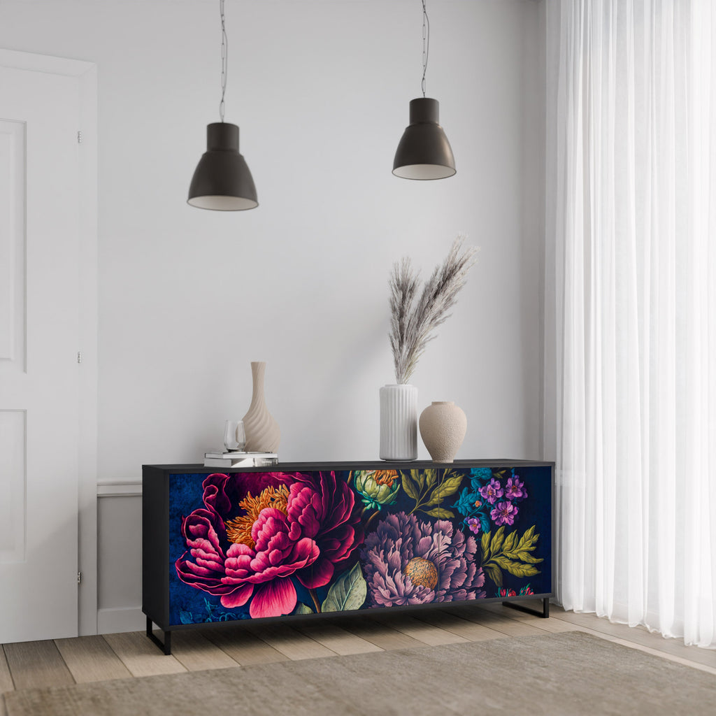 BLOOMING ELEGANCE 3-türiges Sideboard in Schwarz
