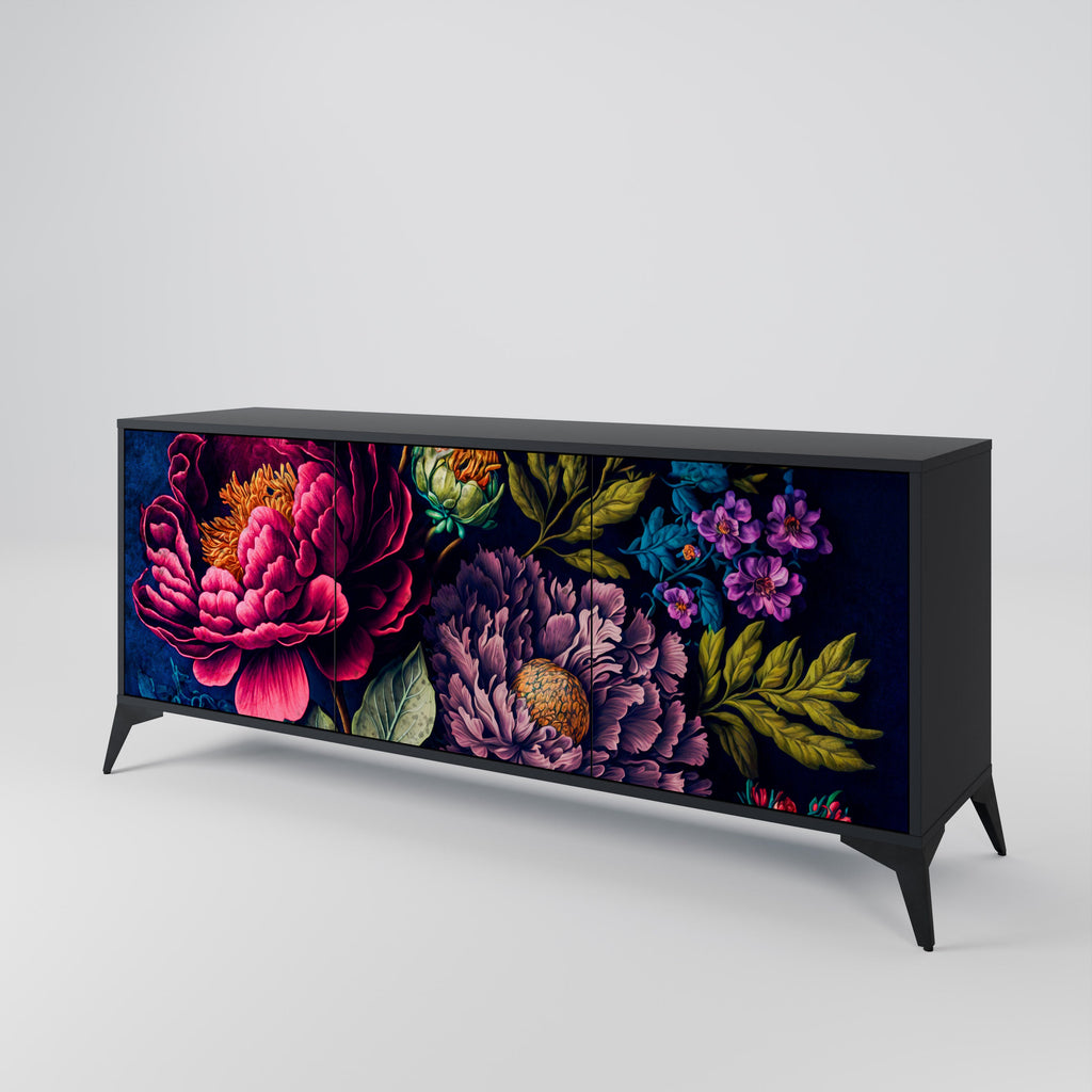 BLOOMING ELEGANCE 3-türiges Sideboard in Schwarz