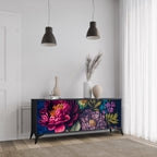 BLOOMING ELEGANCE 3-Door Sideboard in Black Finish
