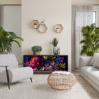 BLOOMING ELEGANCE 3-Door Sideboard in Black Finish