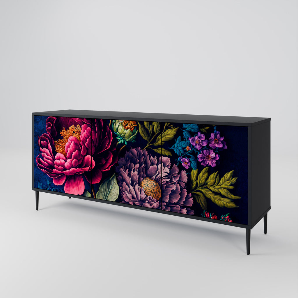 BLOOMING ELEGANCE 3-türiges Sideboard in Schwarz