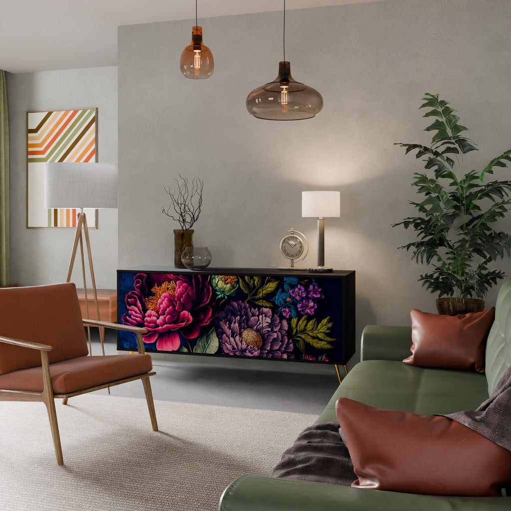 BLOOMING ELEGANCE 3-türiges Sideboard in Schwarz