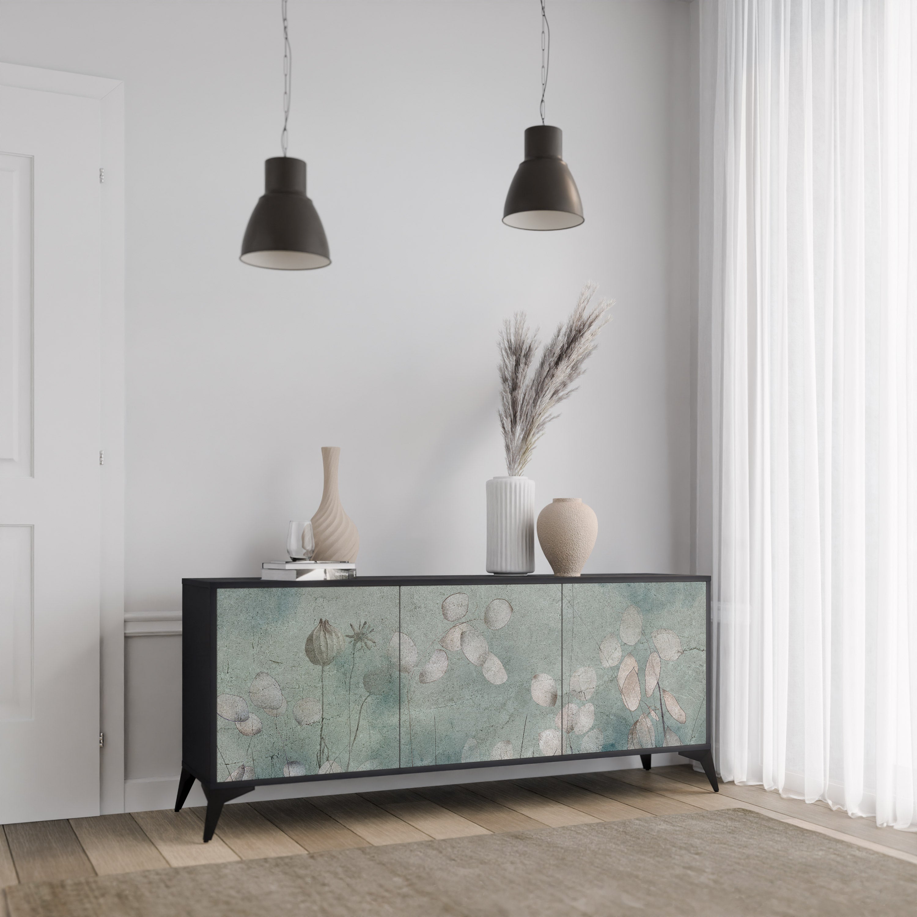 NIGHT LADY 3-türiges Sideboard in Schwarz