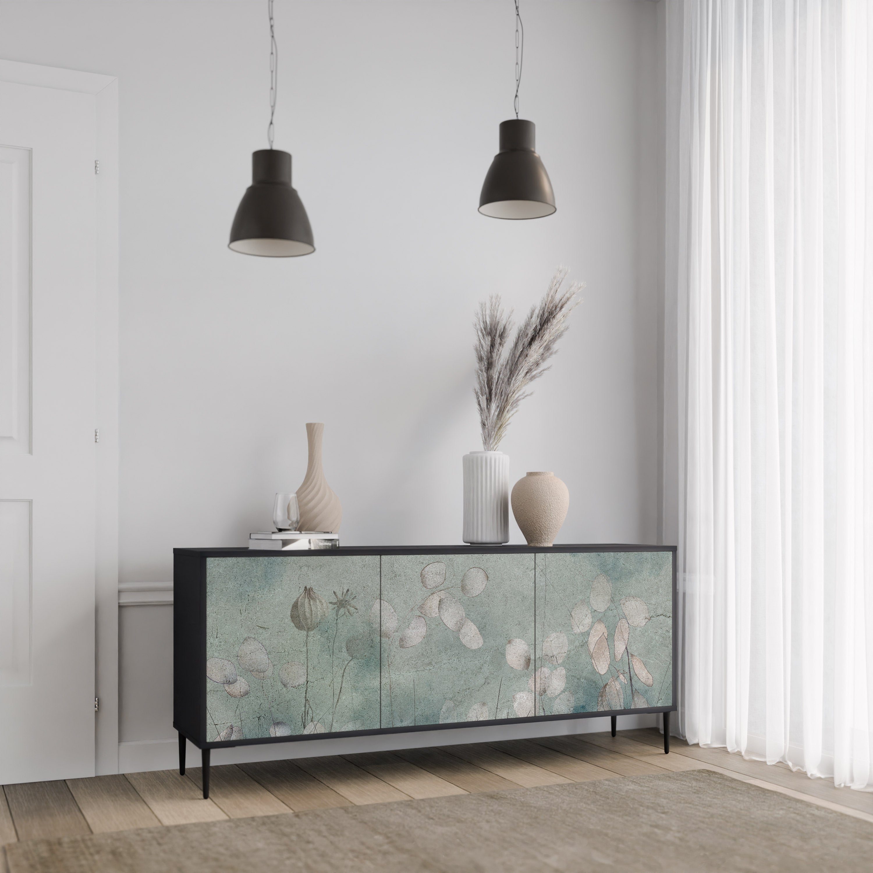 NIGHT LADY 3-türiges Sideboard in Schwarz