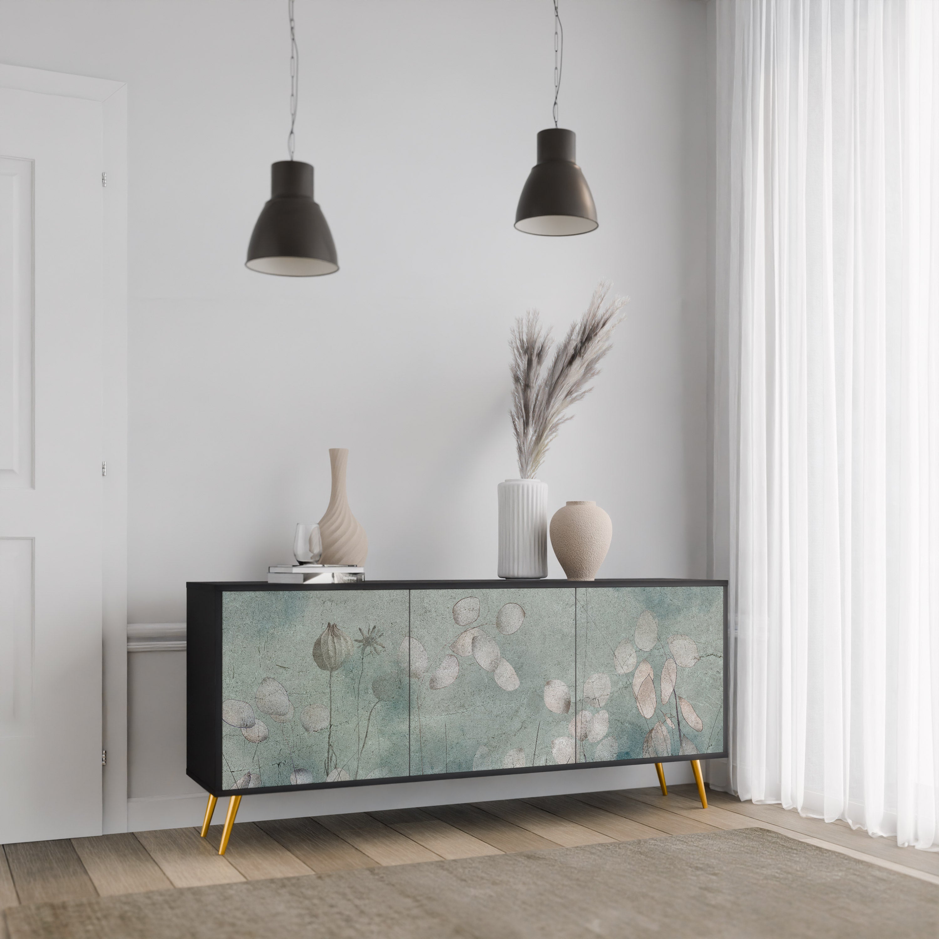 NIGHT LADY 3-türiges Sideboard in Schwarz