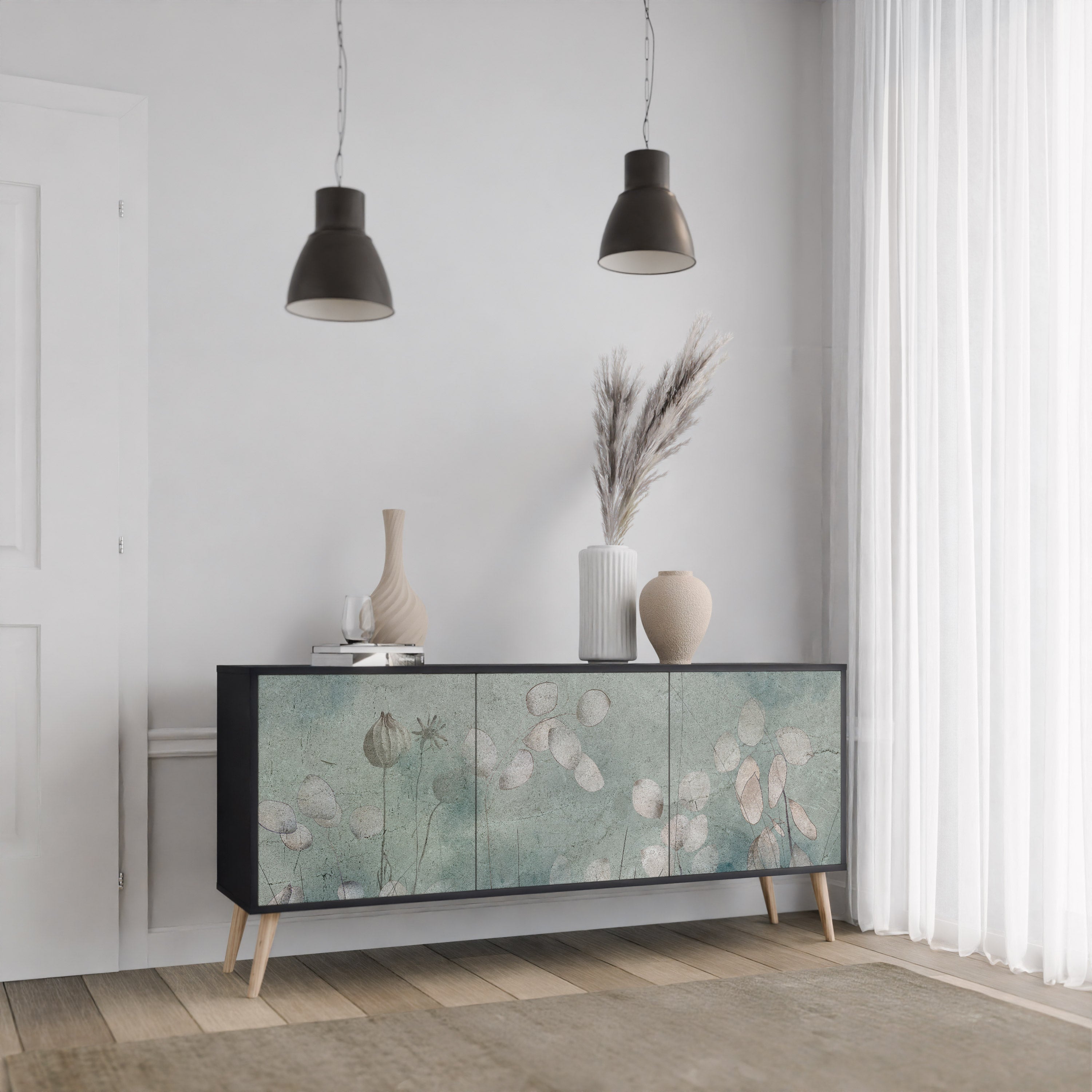 NIGHT LADY 3-türiges Sideboard in Schwarz