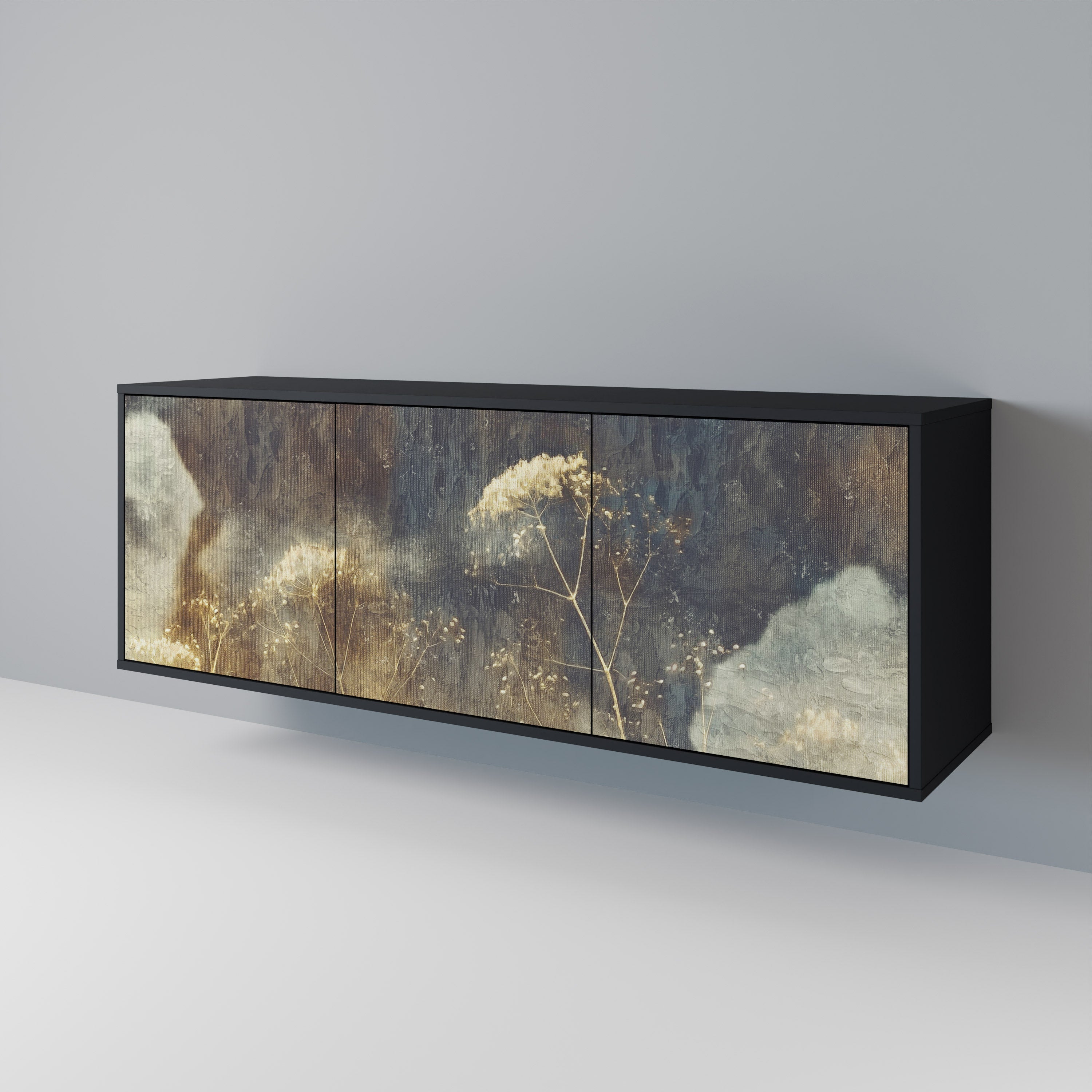 GENTLE POWER 3-türiges Sideboard in Schwarz