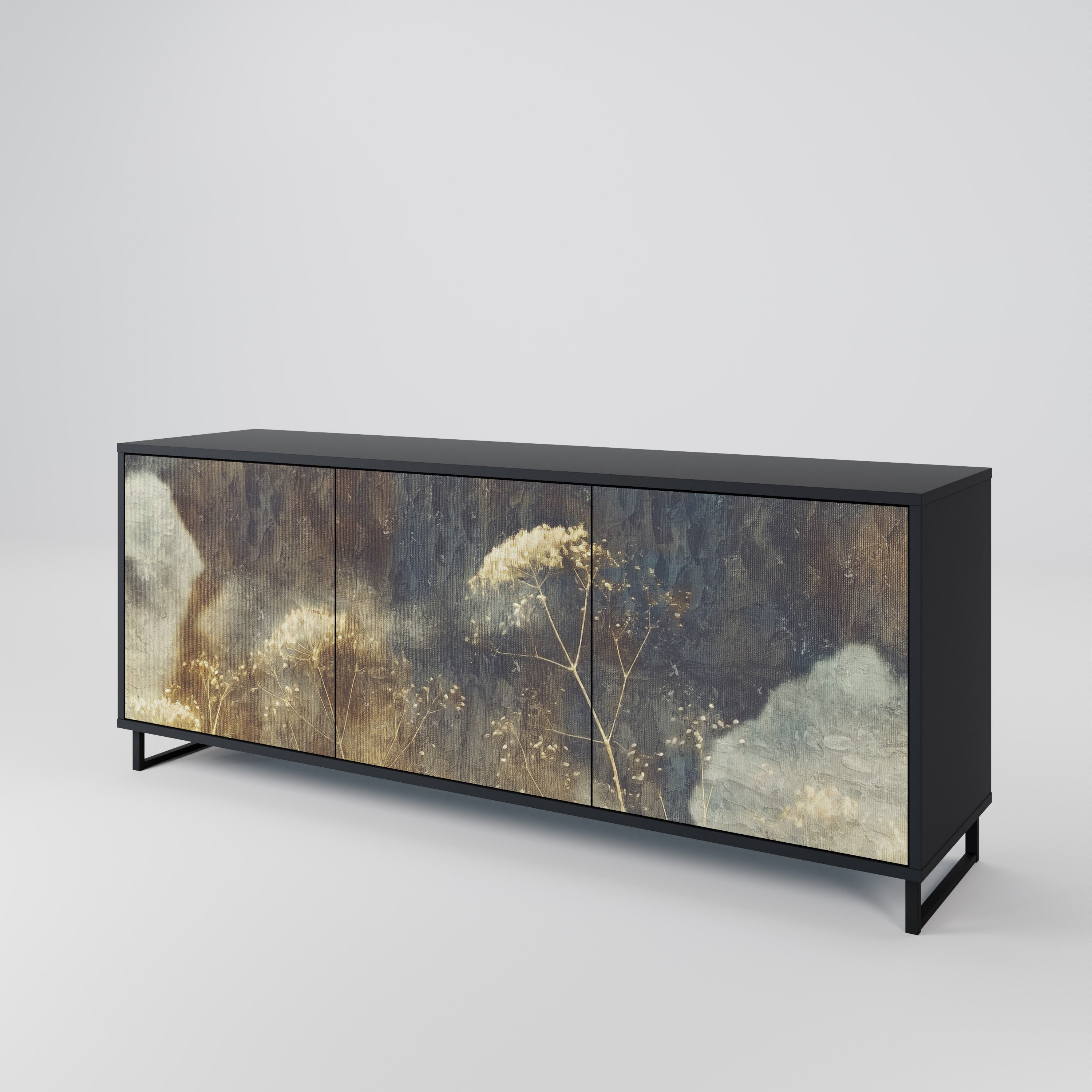 GENTLE POWER 3-türiges Sideboard in Schwarz