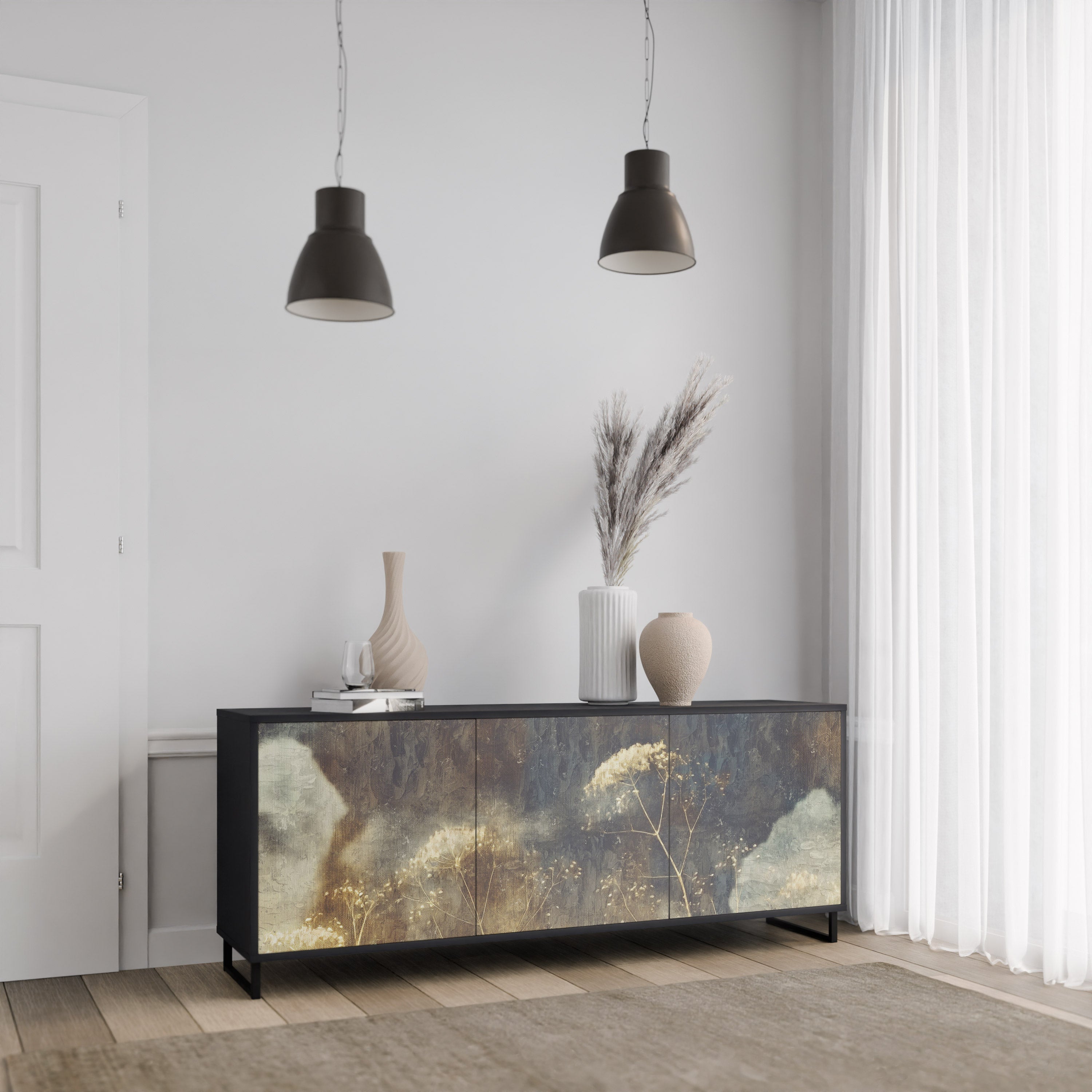 GENTLE POWER 3-türiges Sideboard in Schwarz