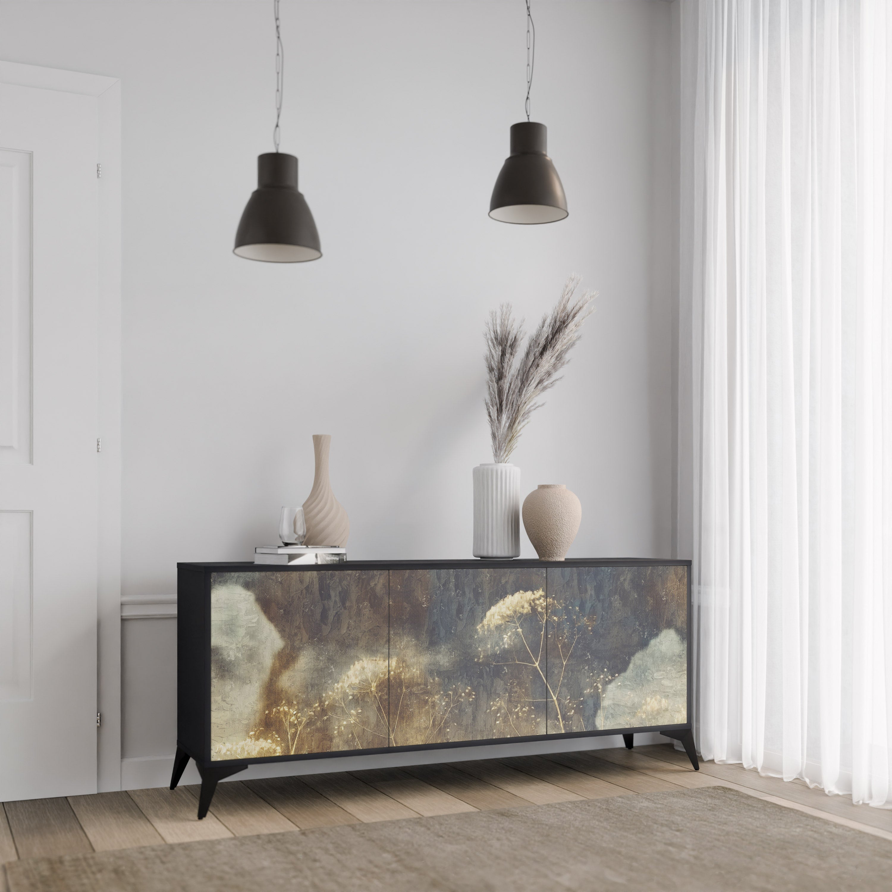 GENTLE POWER 3-türiges Sideboard in Schwarz