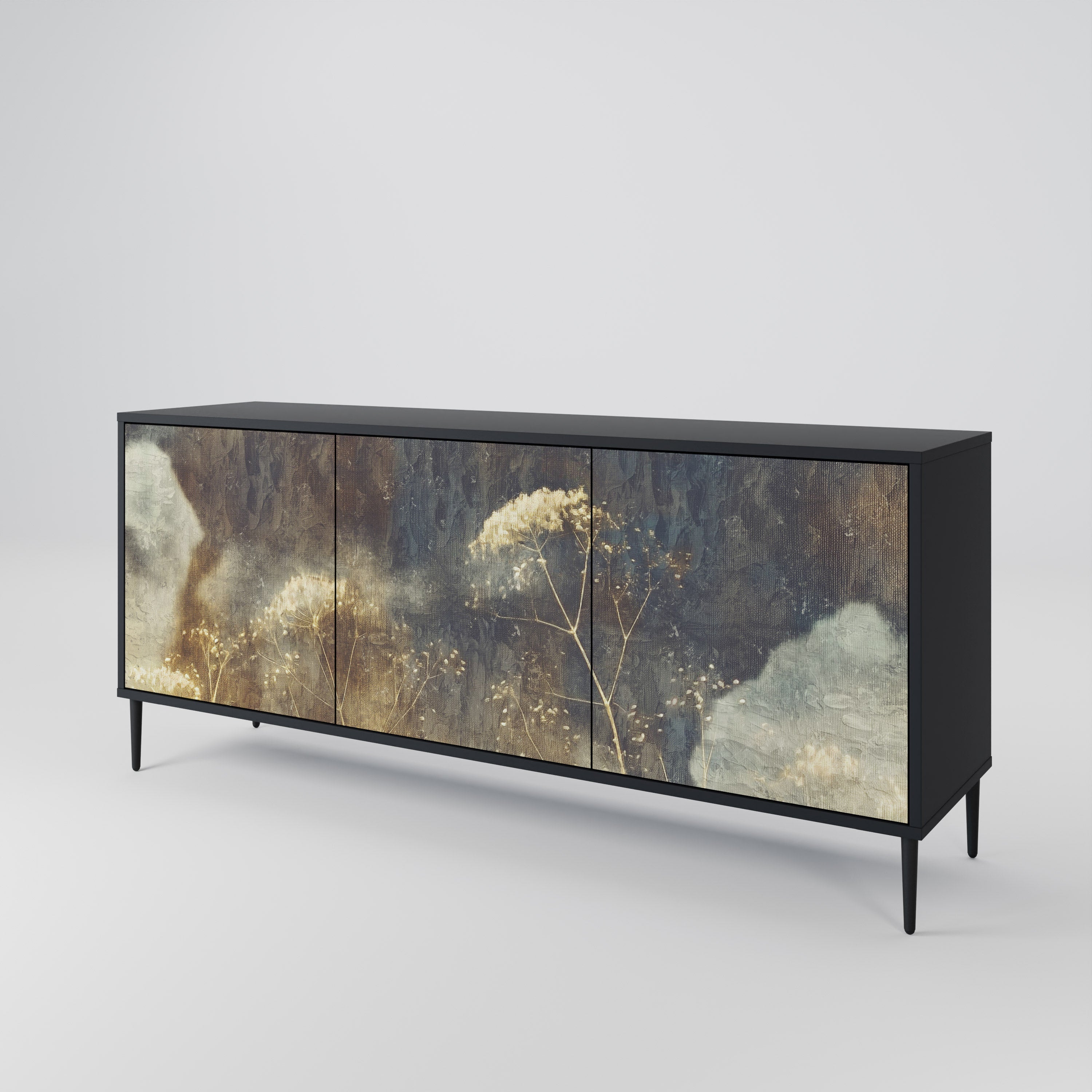 GENTLE POWER 3-türiges Sideboard in Schwarz