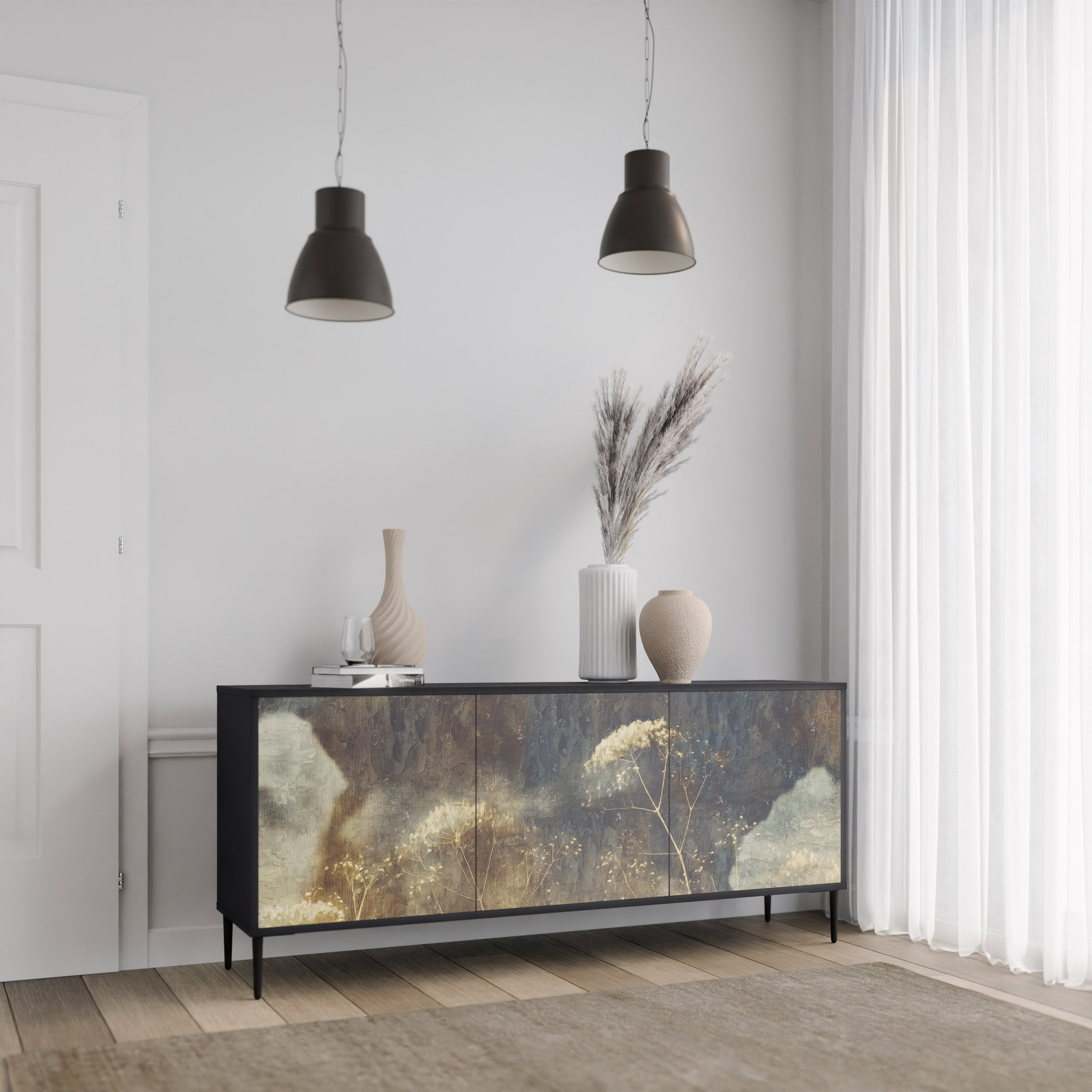 GENTLE POWER 3-türiges Sideboard in Schwarz