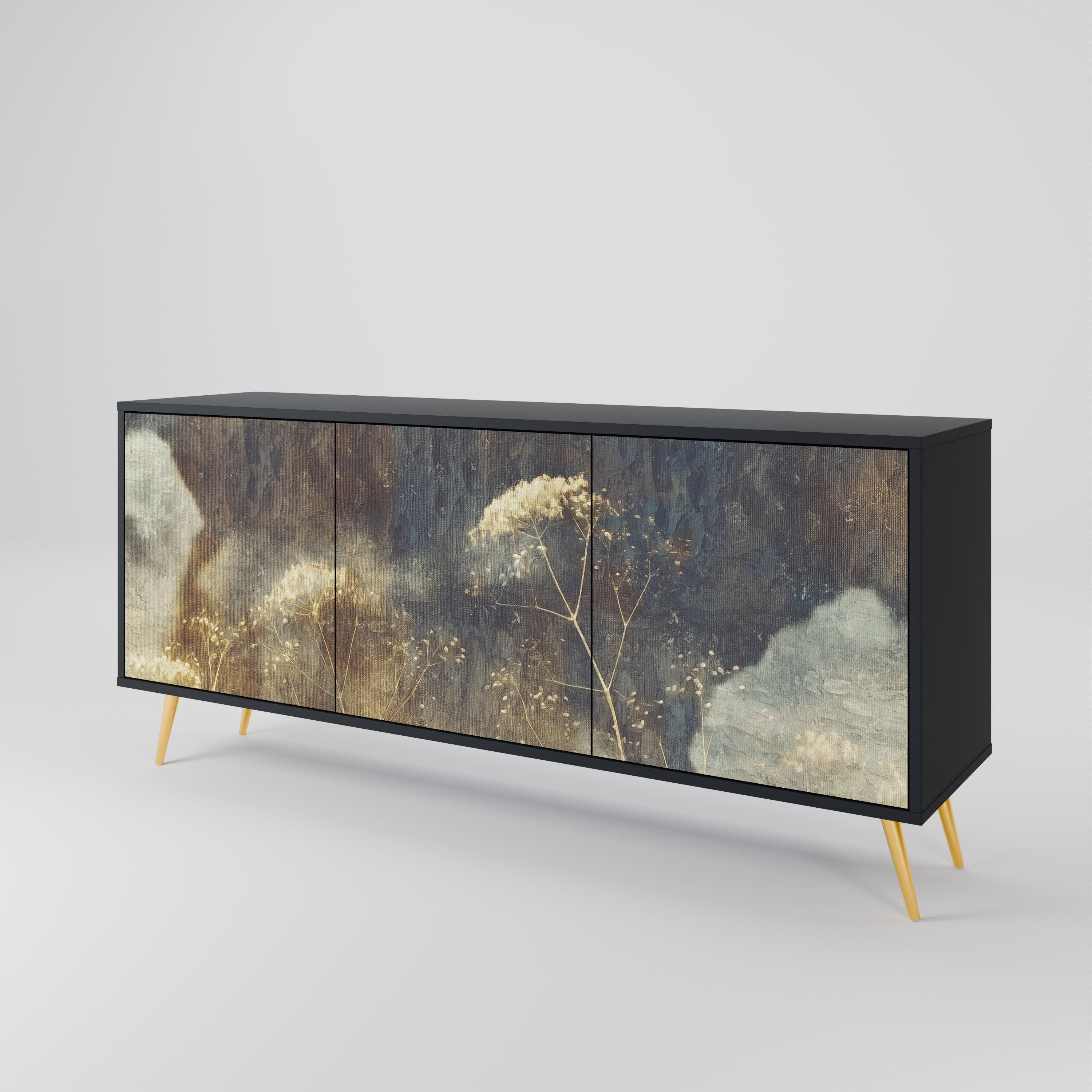 GENTLE POWER 3-türiges Sideboard in Schwarz