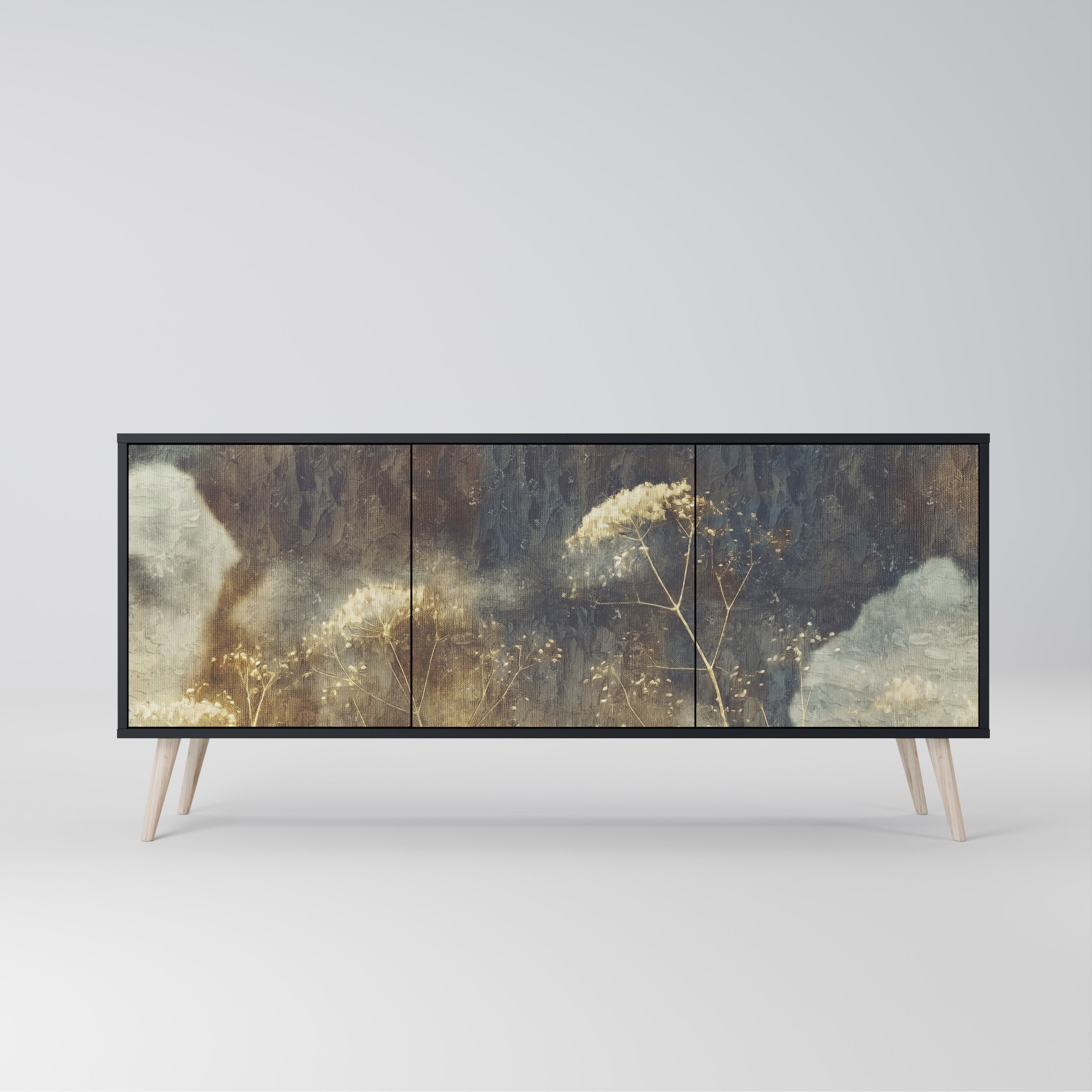 GENTLE POWER 3-türiges Sideboard in Schwarz