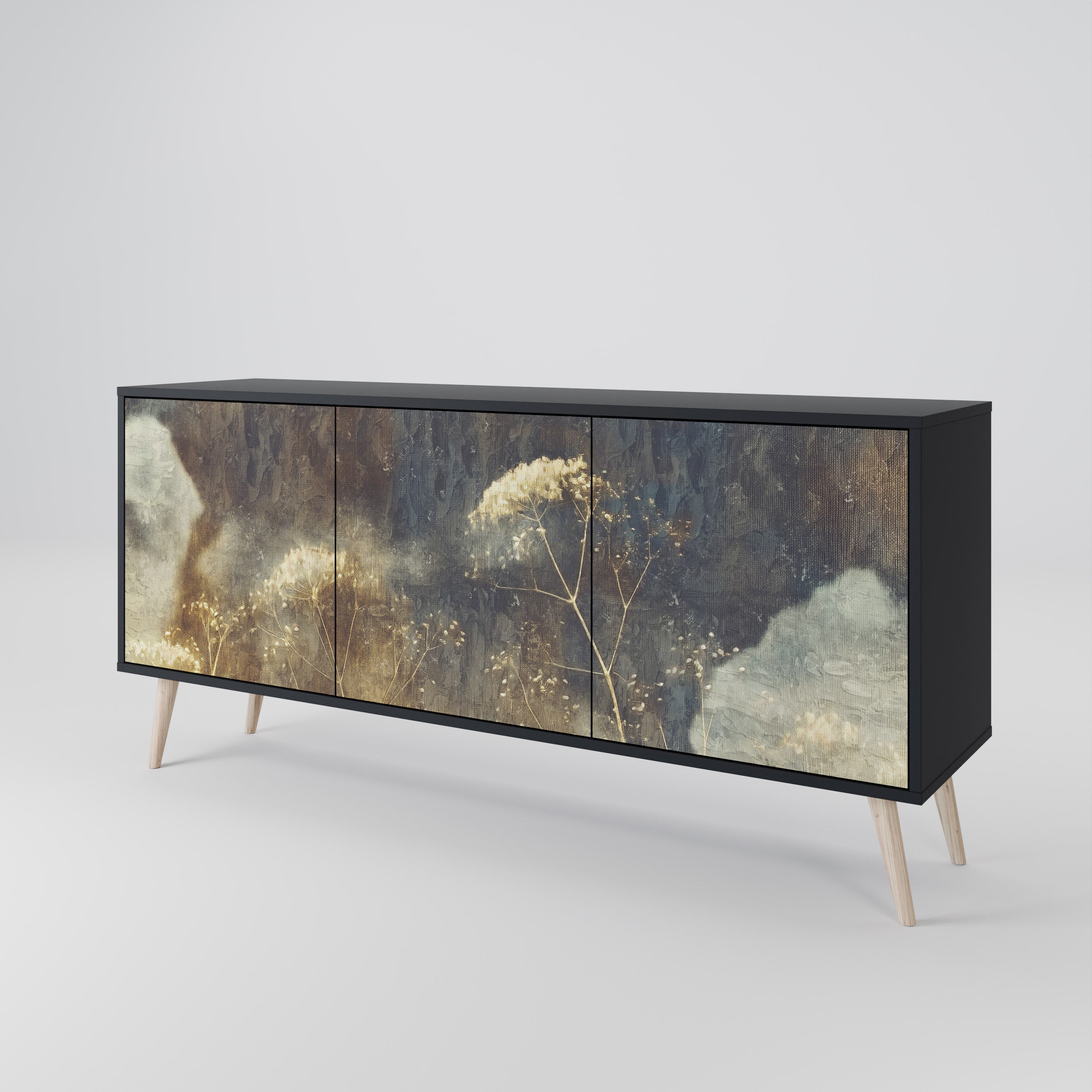 GENTLE POWER 3-türiges Sideboard in Schwarz