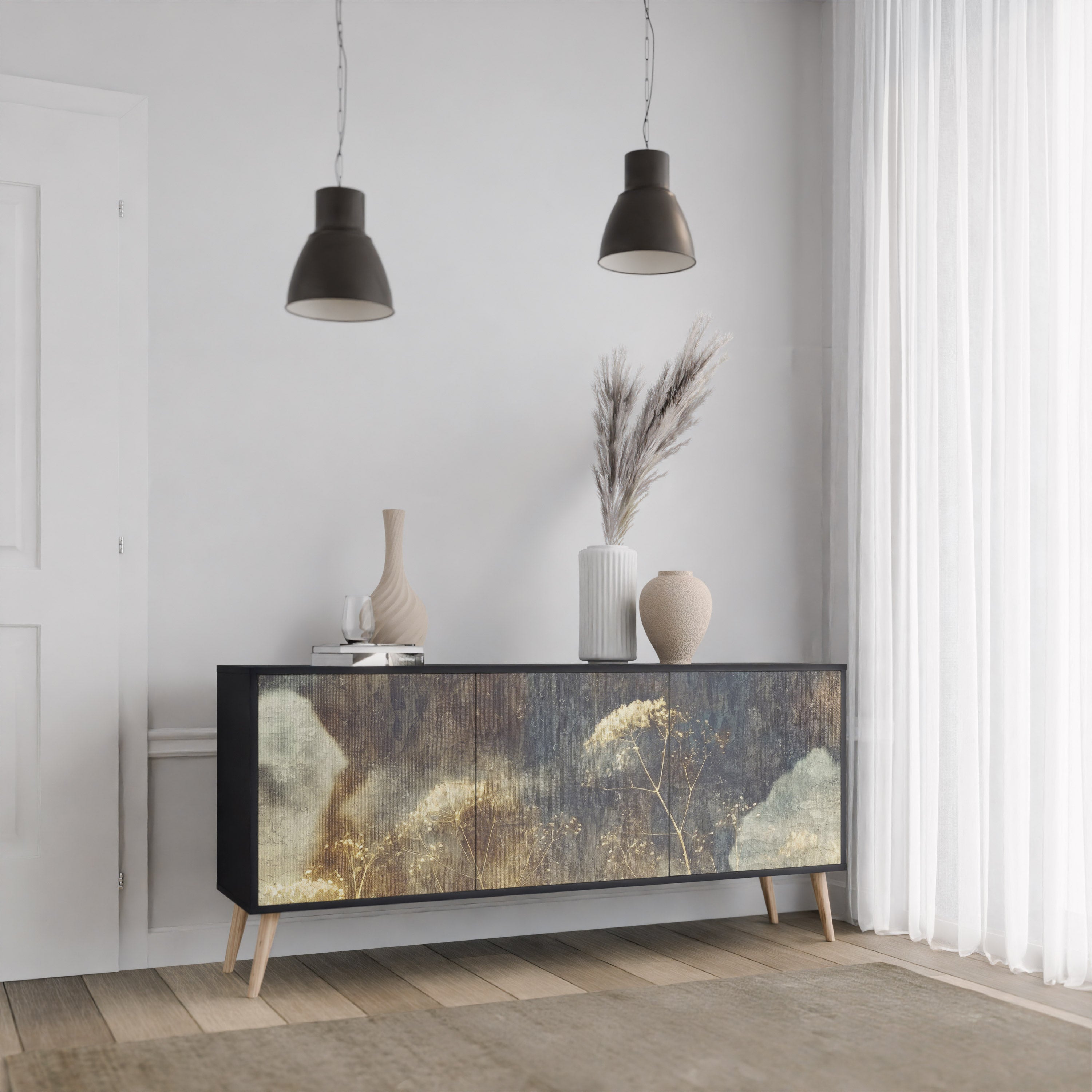GENTLE POWER 3-türiges Sideboard in Schwarz