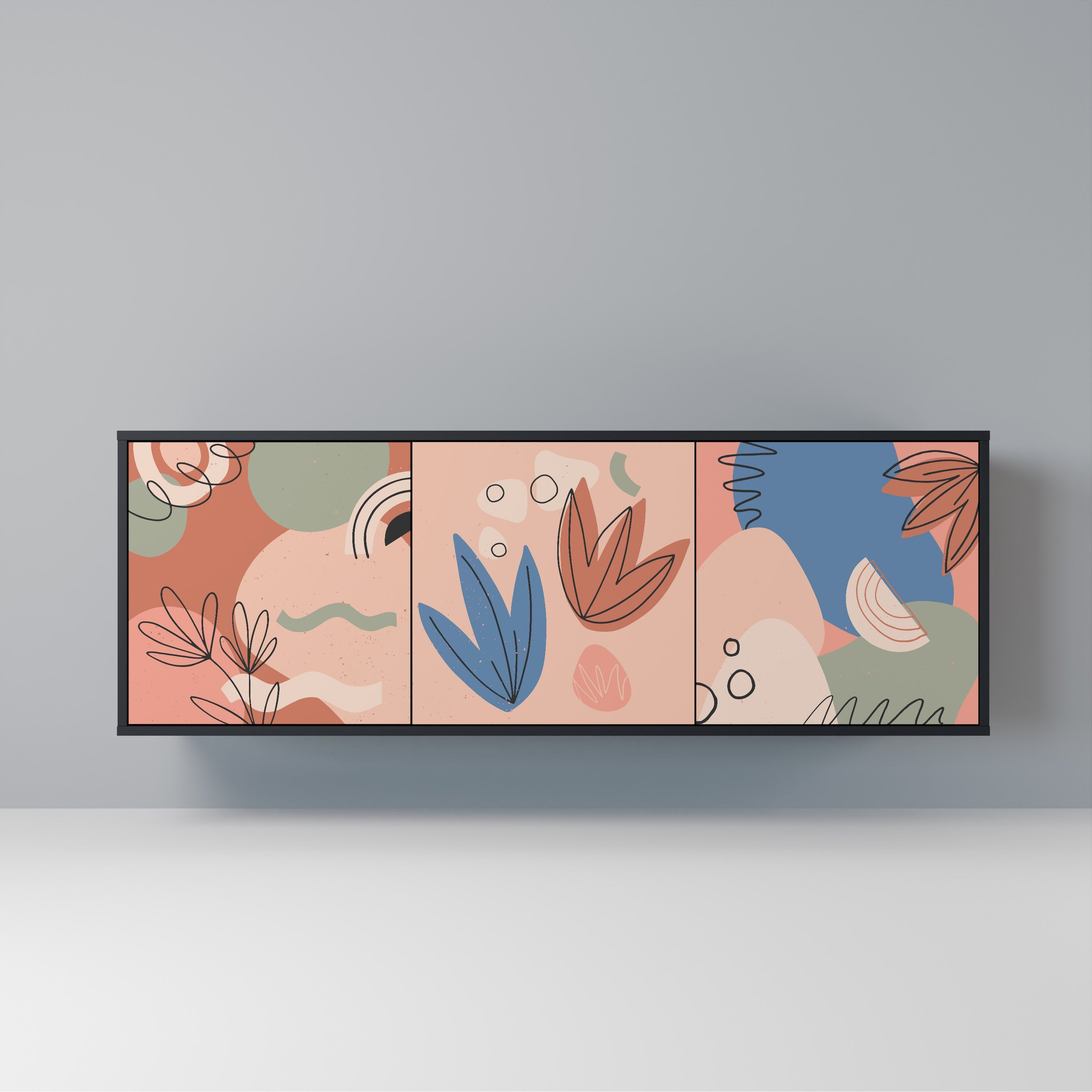 PASTEL DESTINY 3-türiges Sideboard in Schwarz