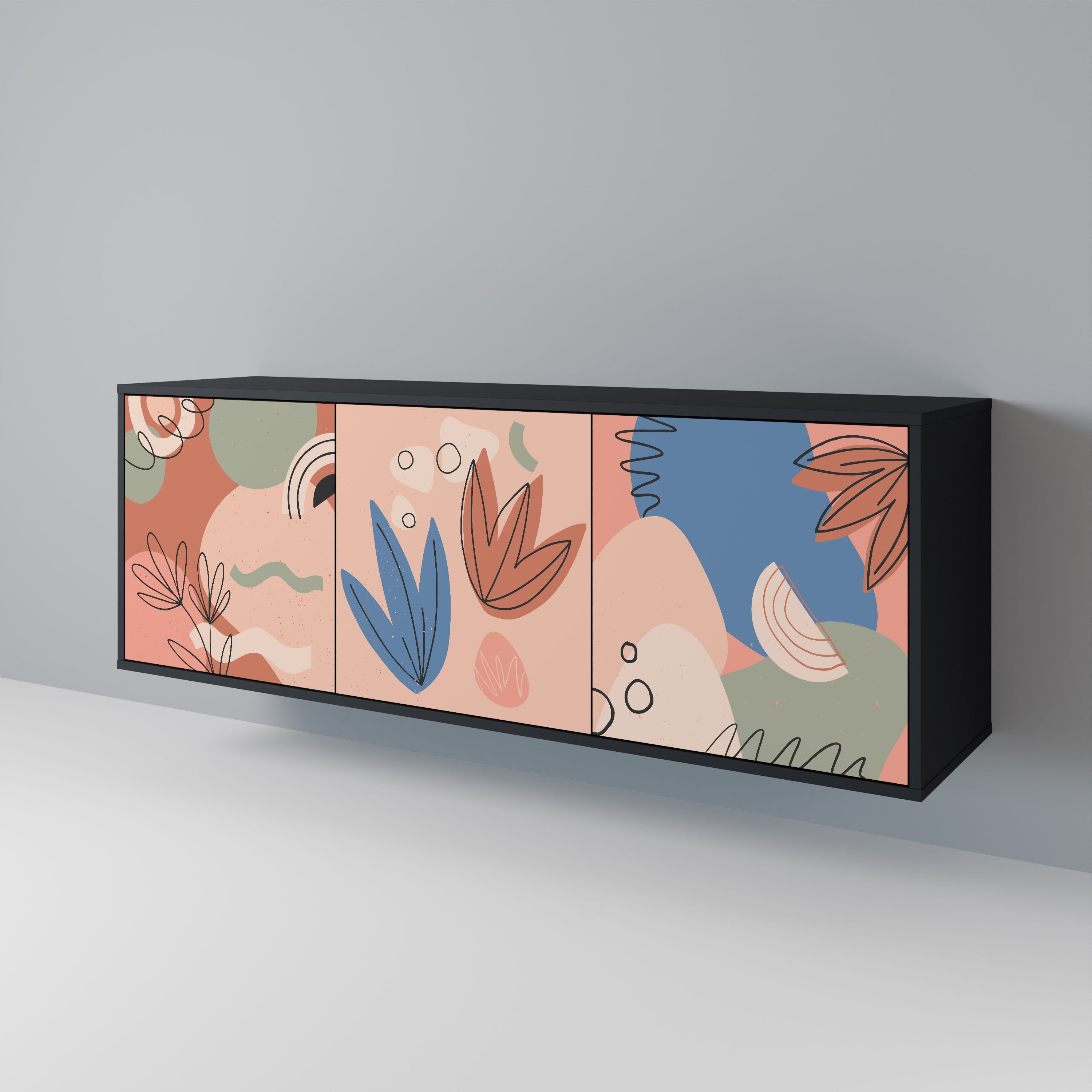 PASTEL DESTINY 3-türiges Sideboard in Schwarz