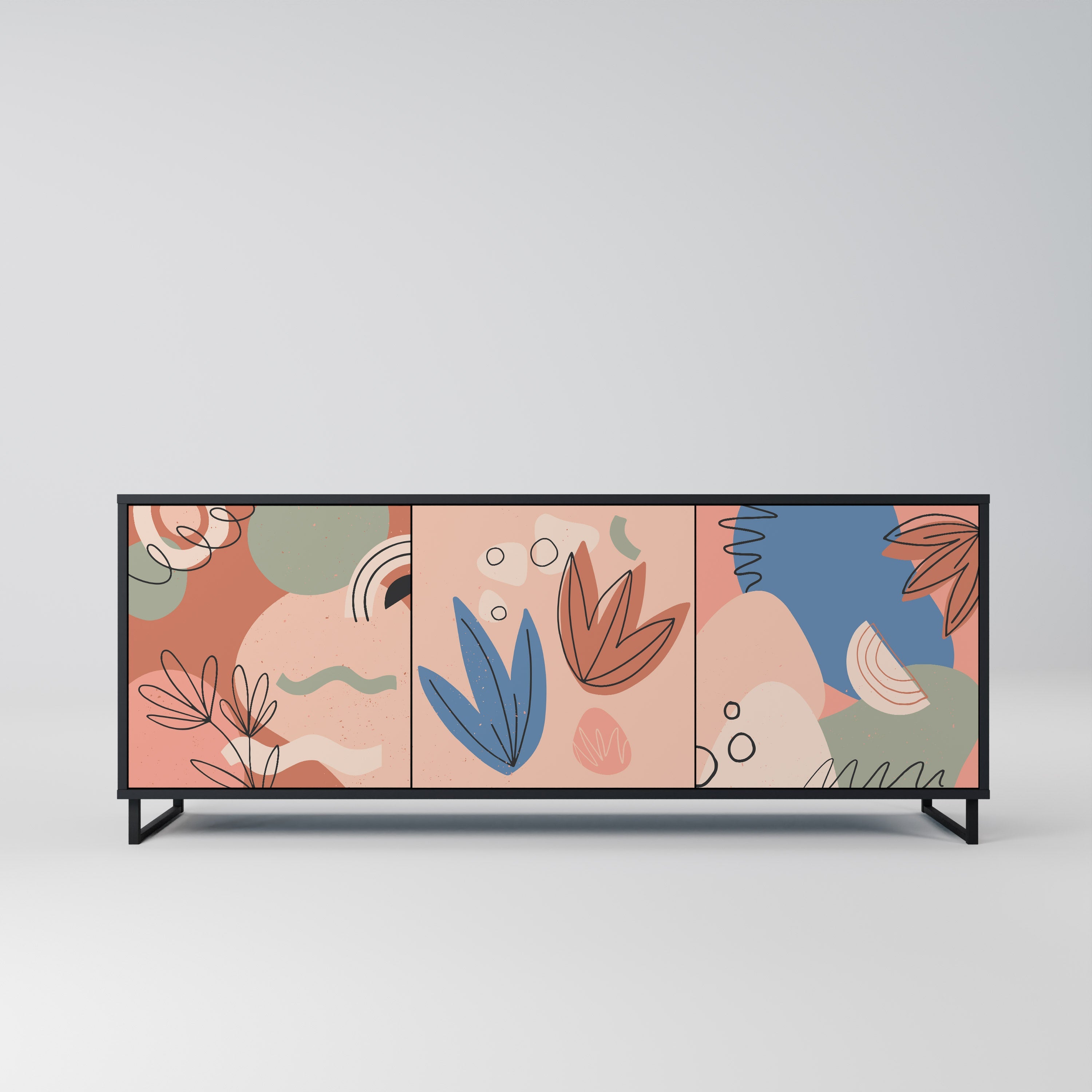PASTEL DESTINY 3-türiges Sideboard in Schwarz