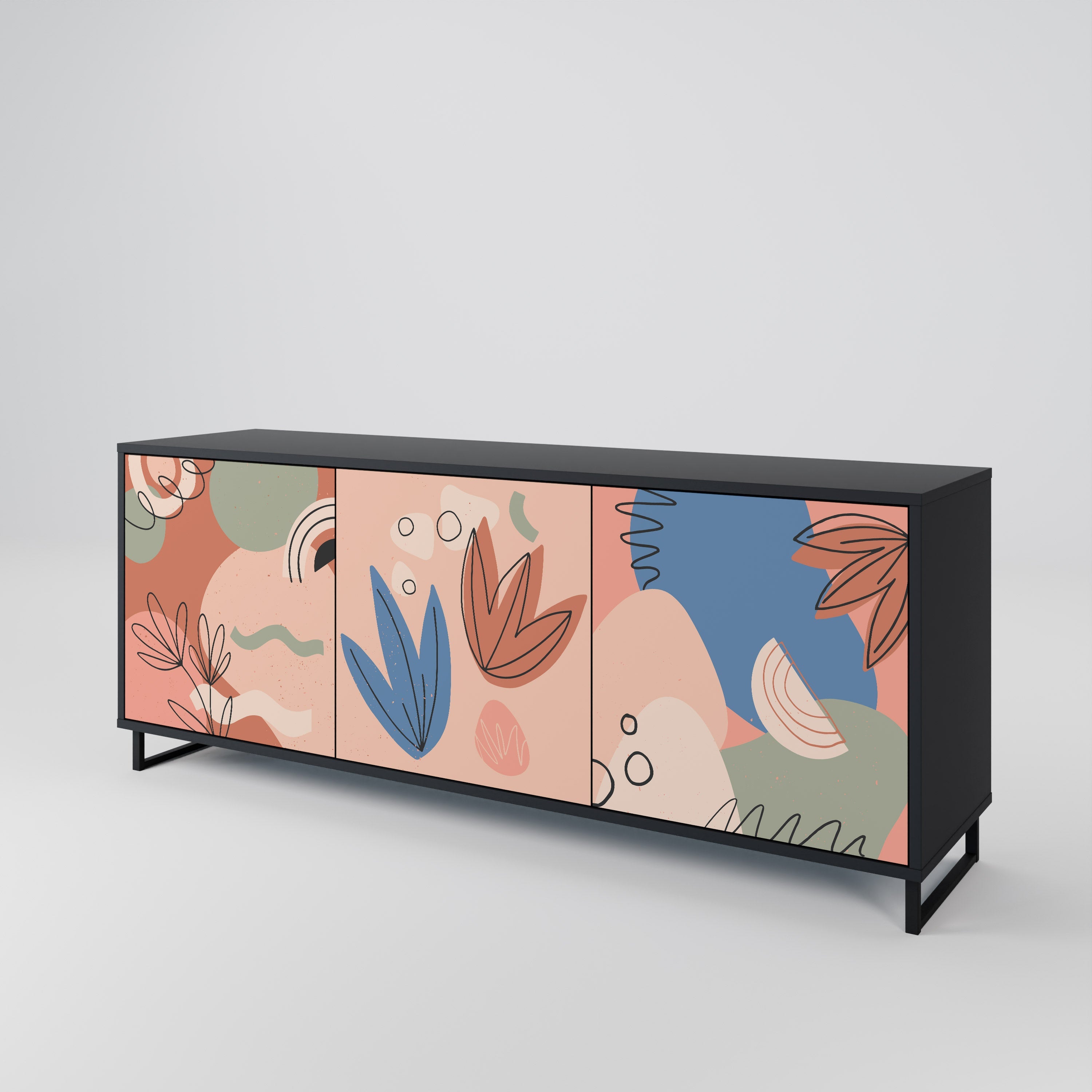 PASTEL DESTINY 3-türiges Sideboard in Schwarz