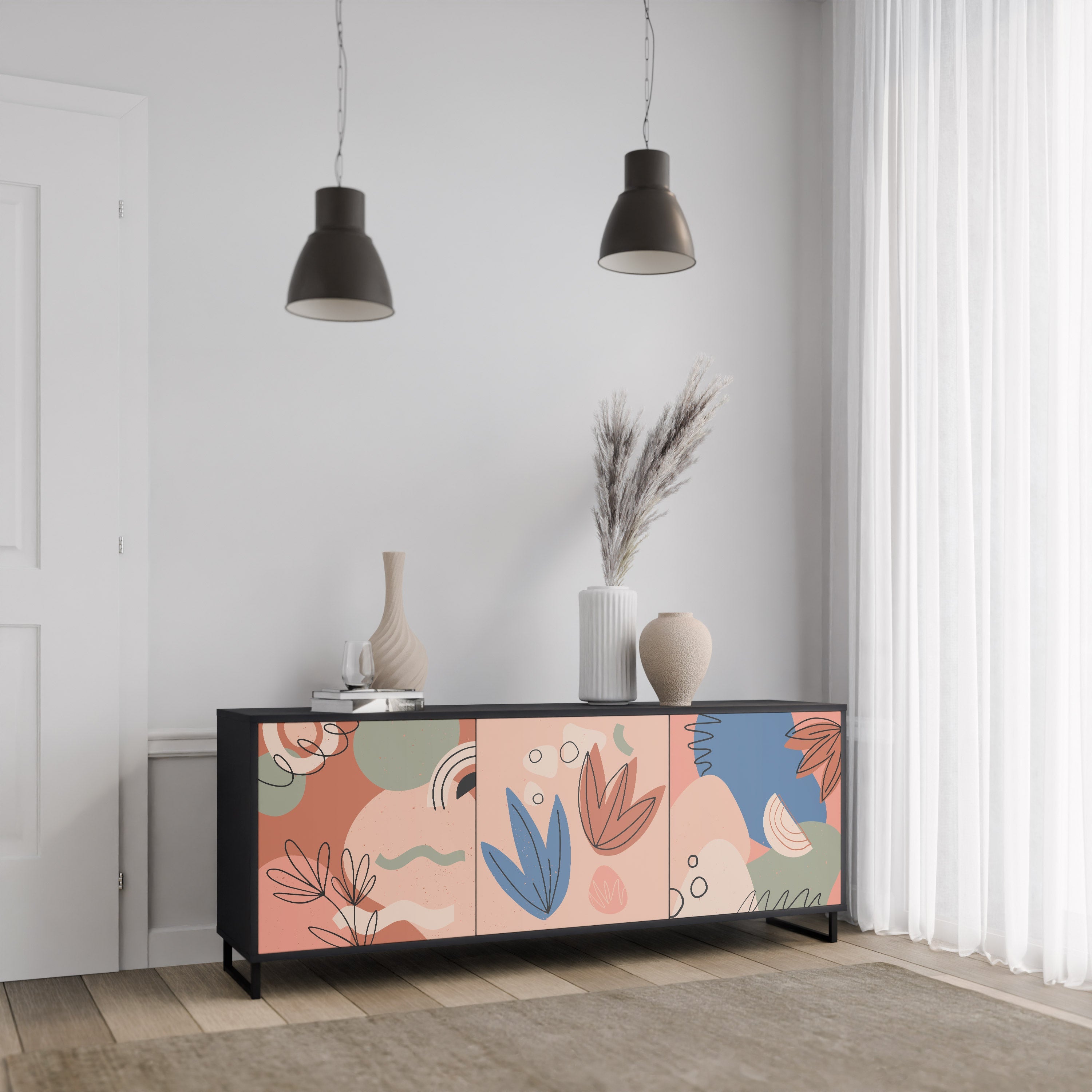 PASTEL DESTINY 3-türiges Sideboard in Schwarz