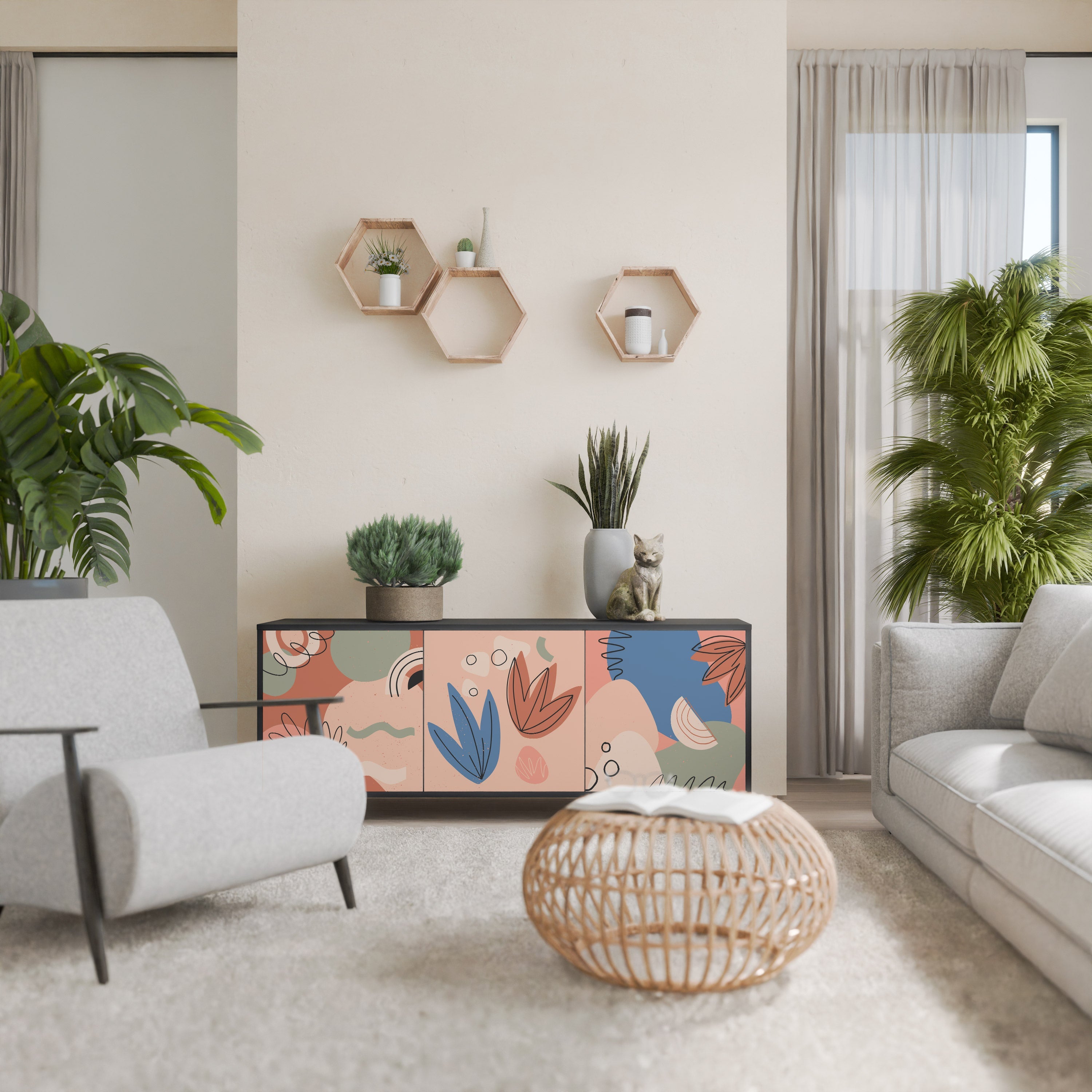 PASTEL DESTINY 3-türiges Sideboard in Schwarz