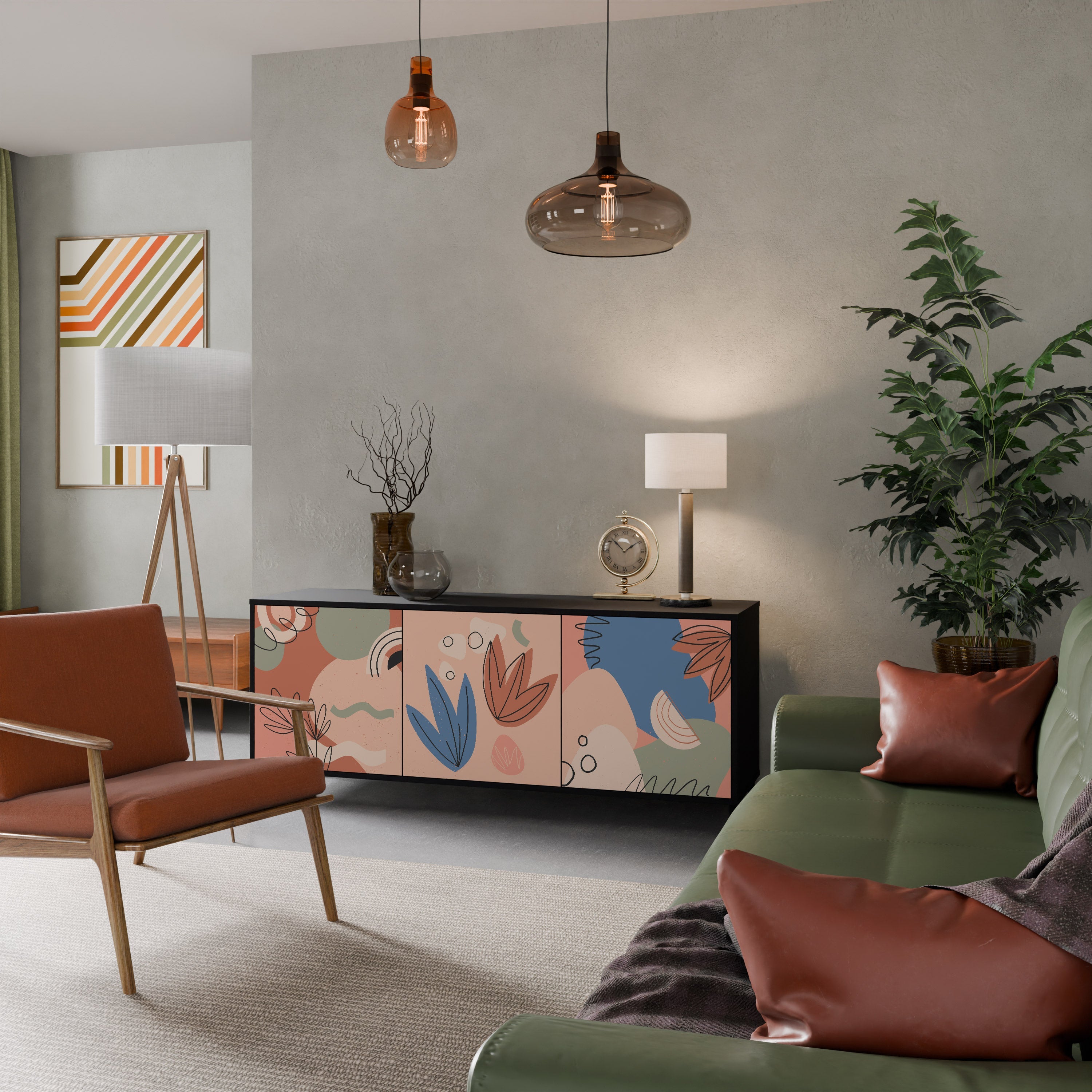 PASTEL DESTINY 3-türiges Sideboard in Schwarz
