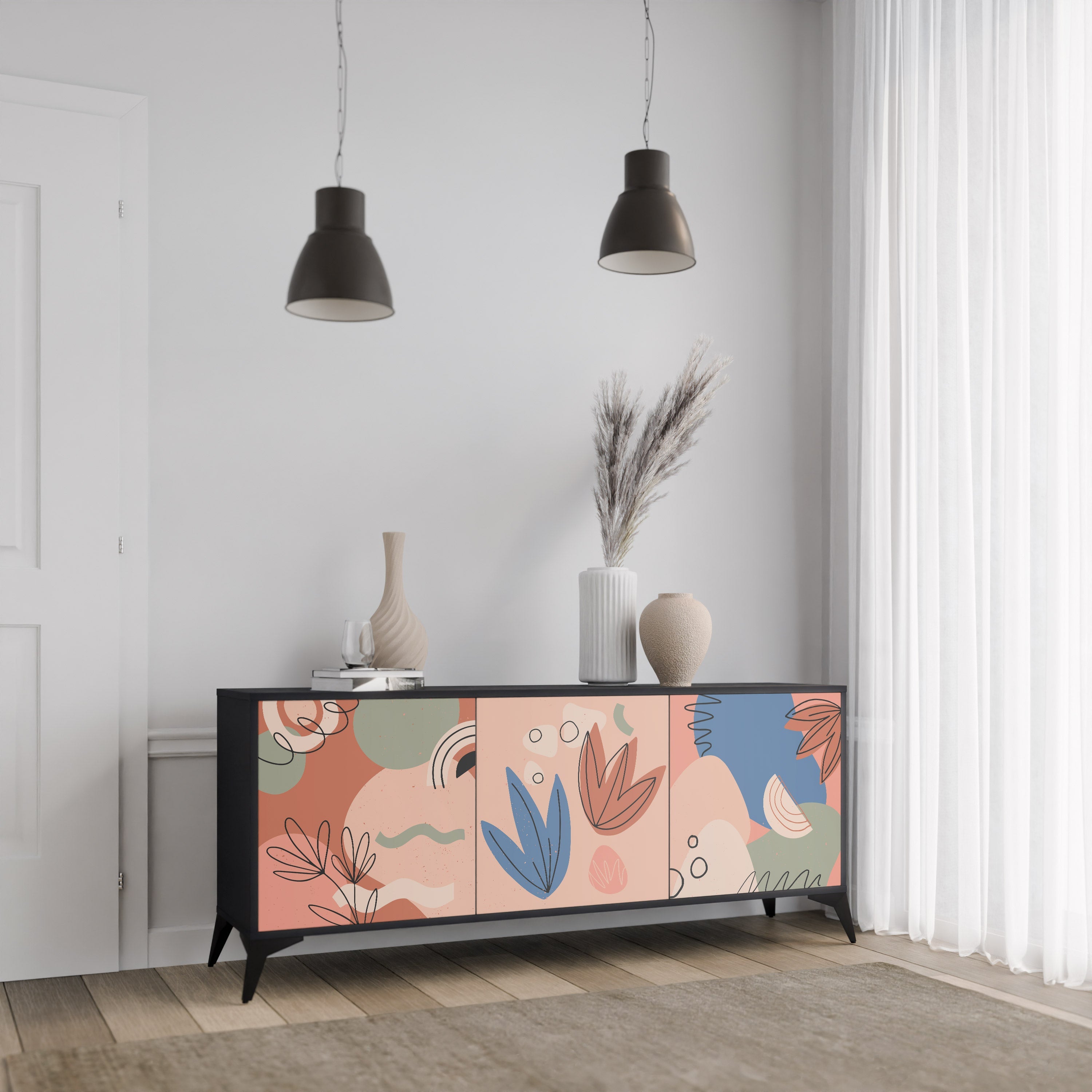 PASTEL DESTINY 3-türiges Sideboard in Schwarz