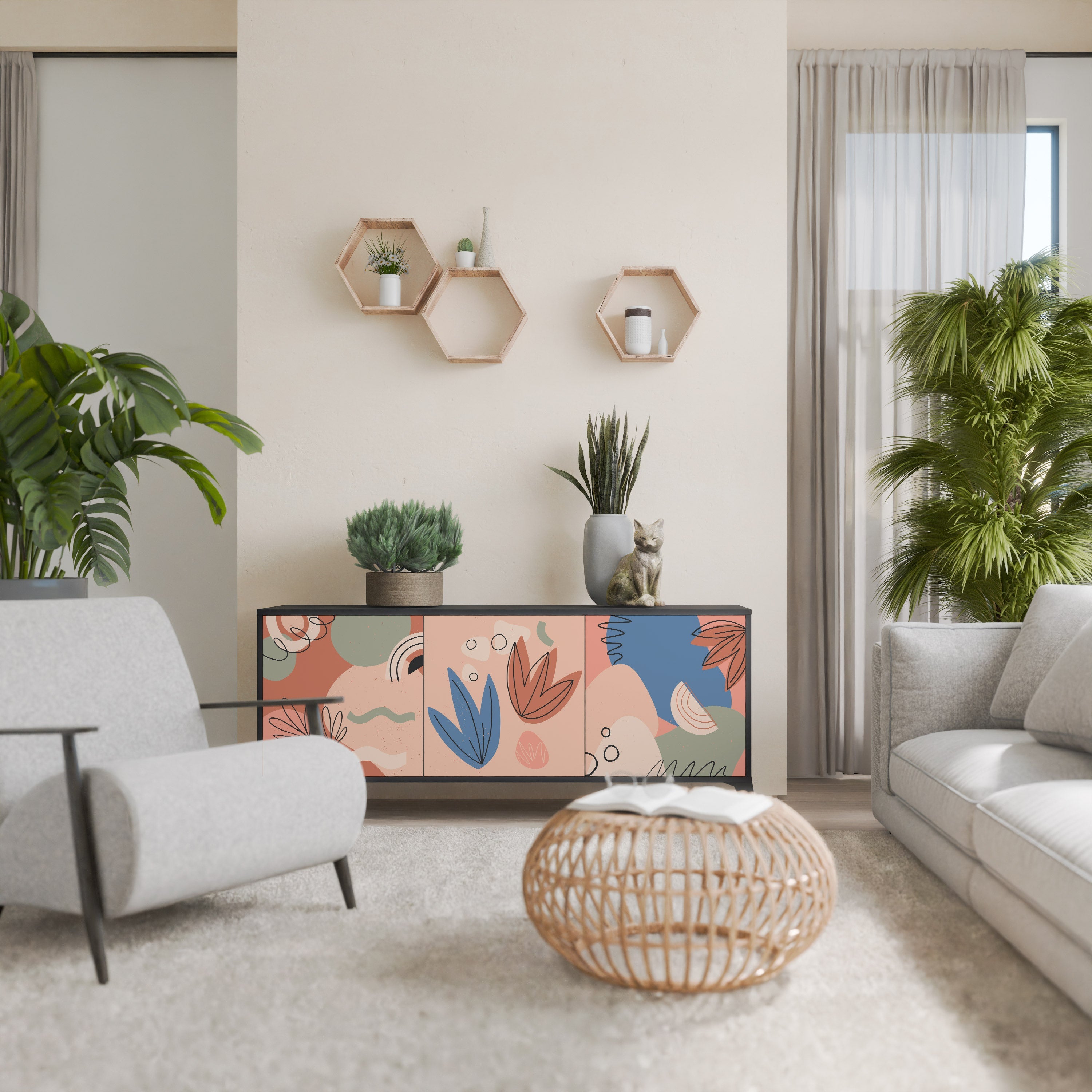 PASTEL DESTINY 3-türiges Sideboard in Schwarz