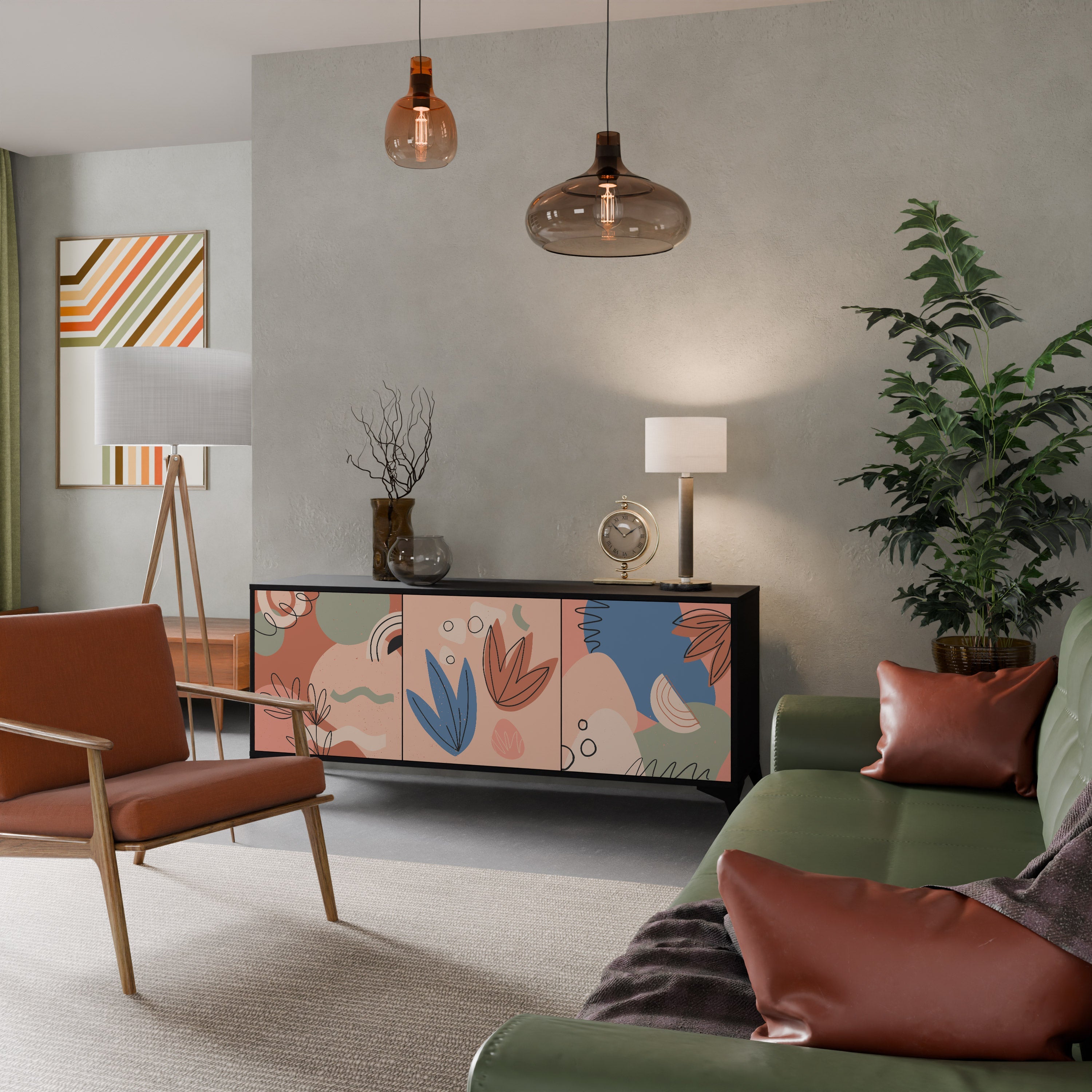 PASTEL DESTINY 3-türiges Sideboard in Schwarz