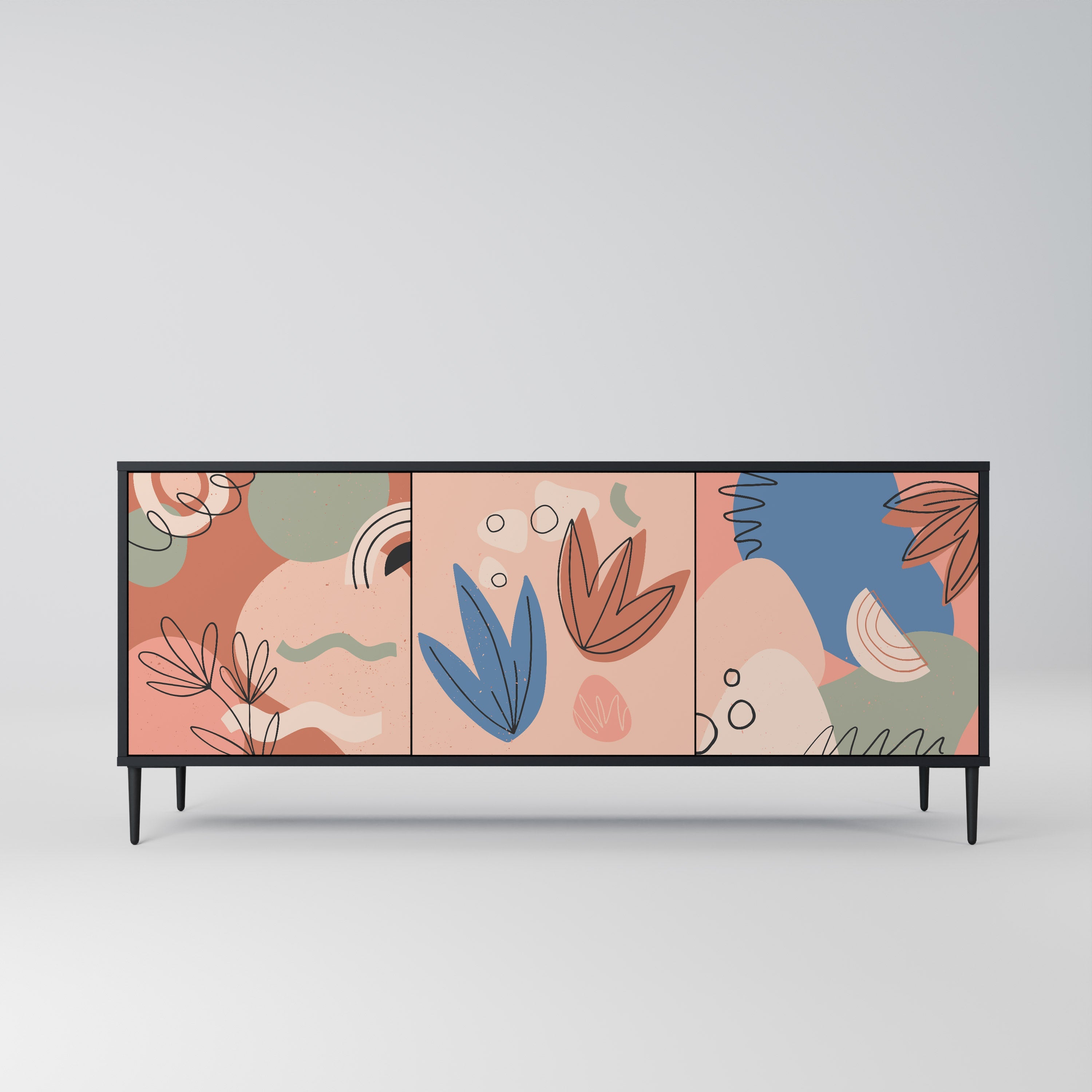 PASTEL DESTINY 3-türiges Sideboard in Schwarz