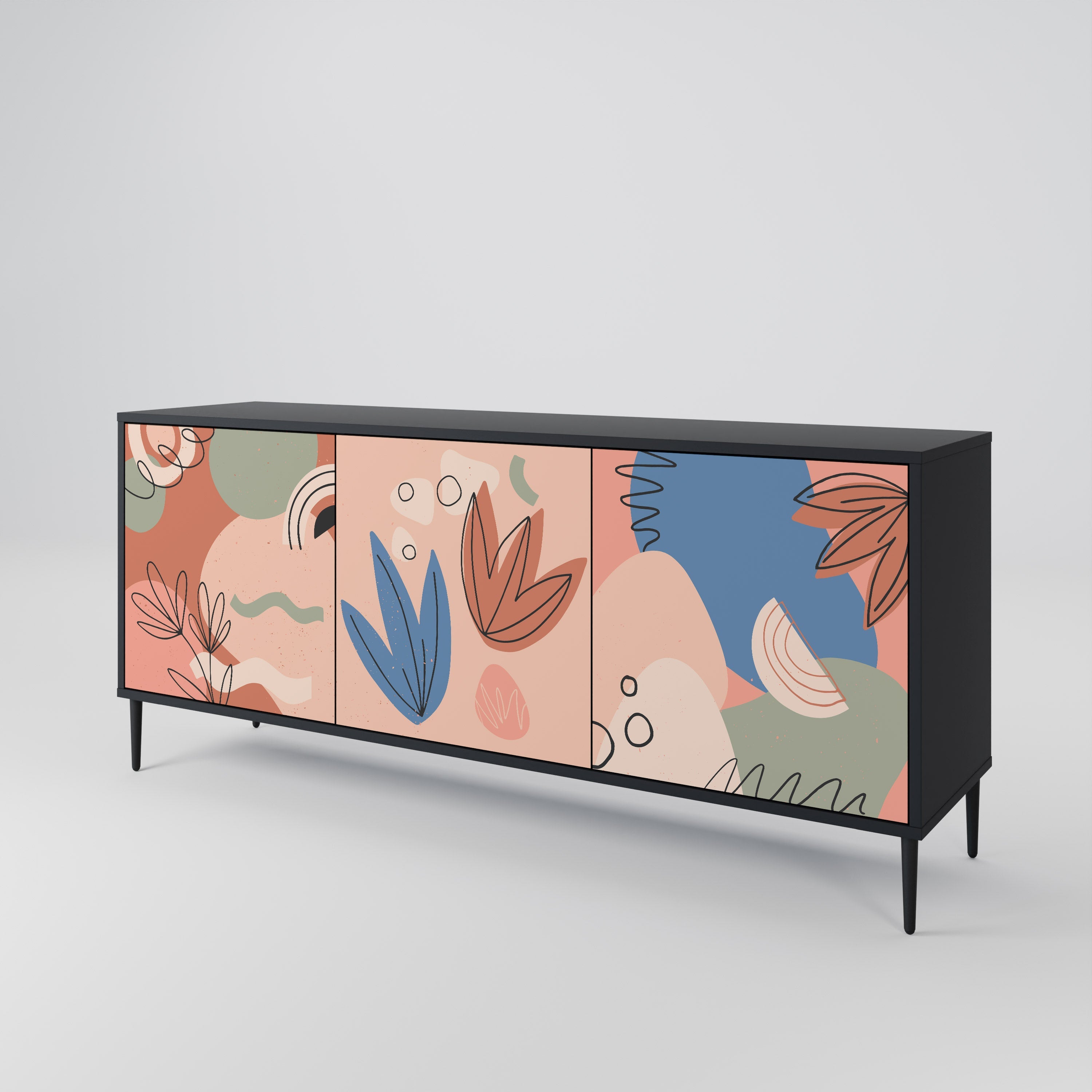 PASTEL DESTINY 3-türiges Sideboard in Schwarz