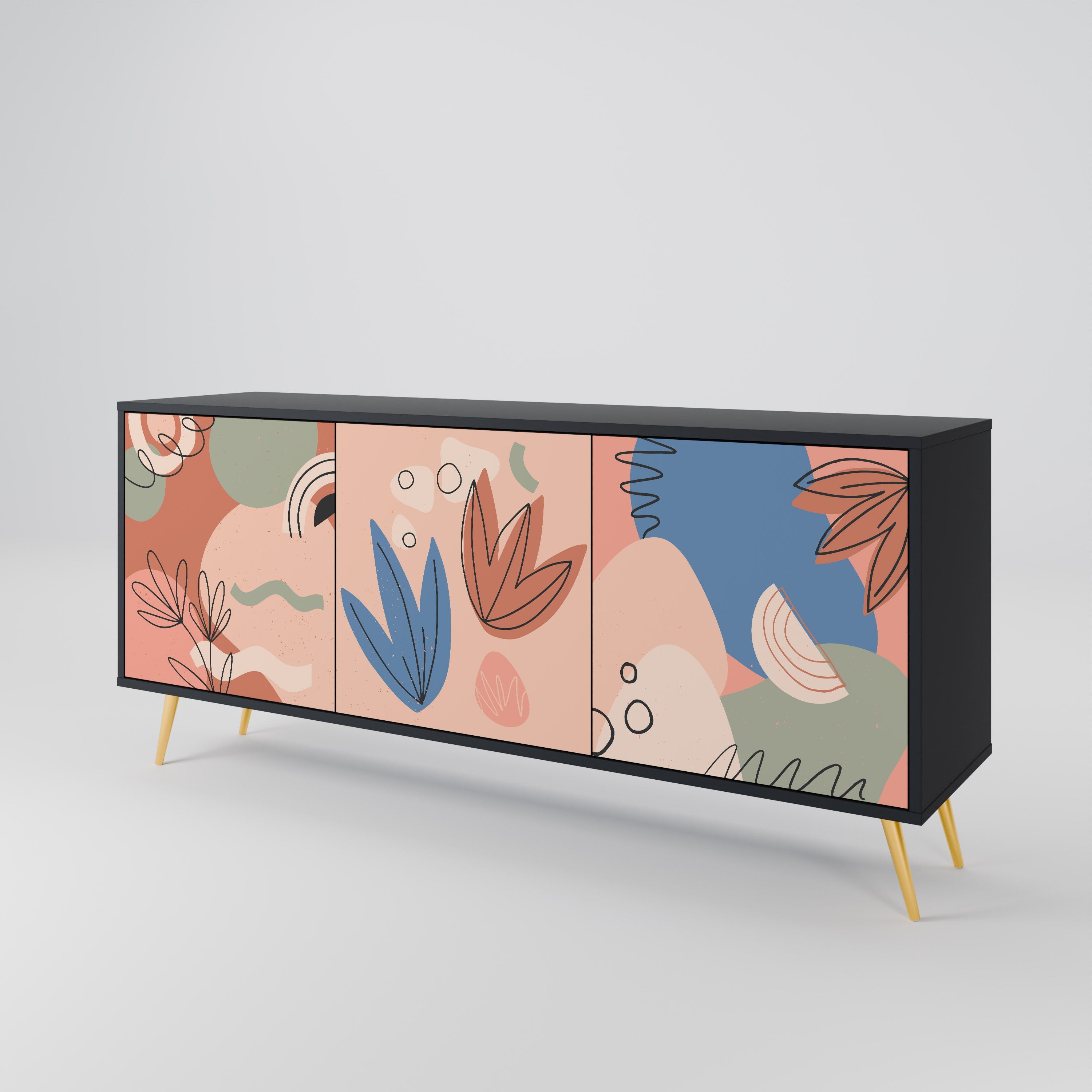 PASTEL DESTINY 3-türiges Sideboard in Schwarz