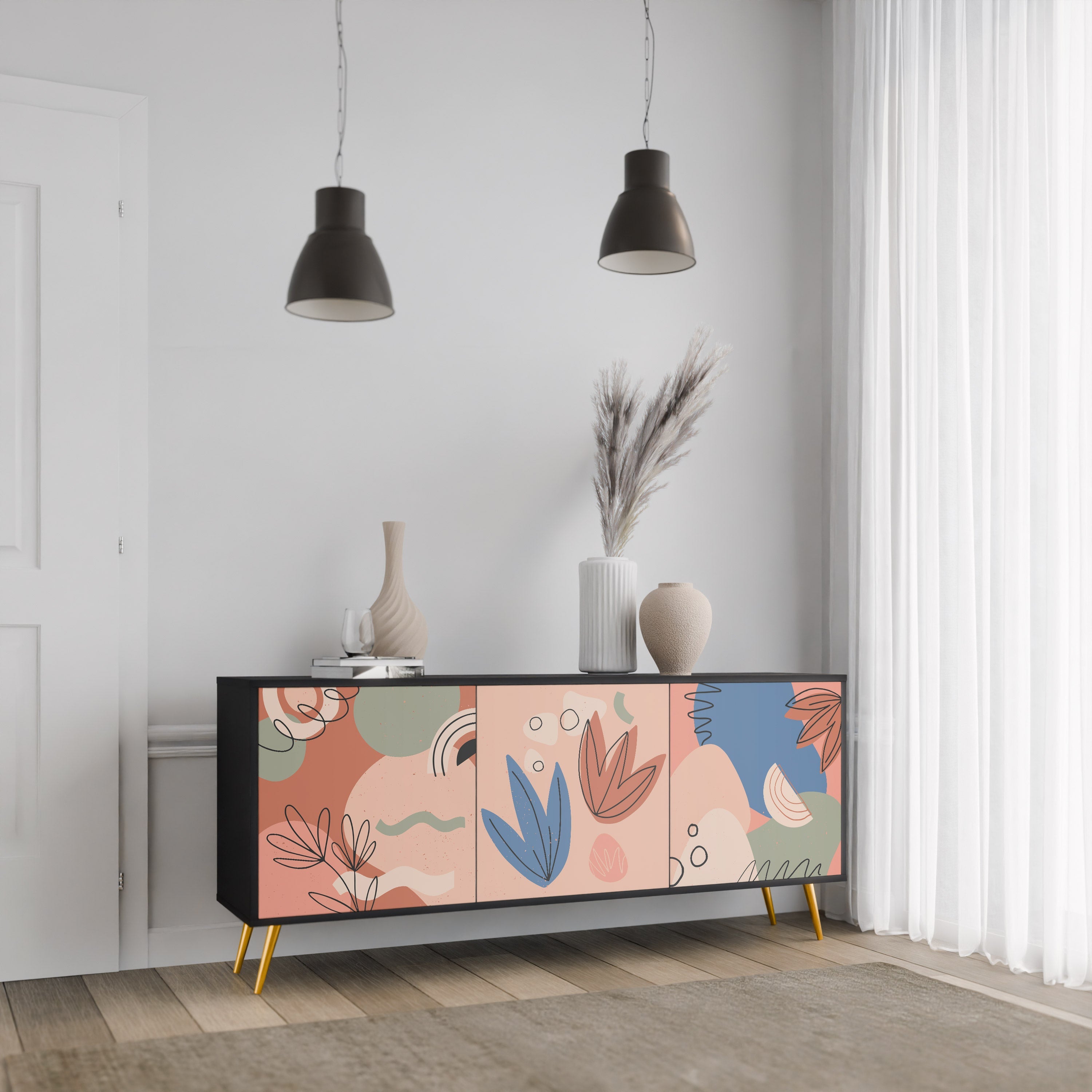 PASTEL DESTINY 3-türiges Sideboard in Schwarz