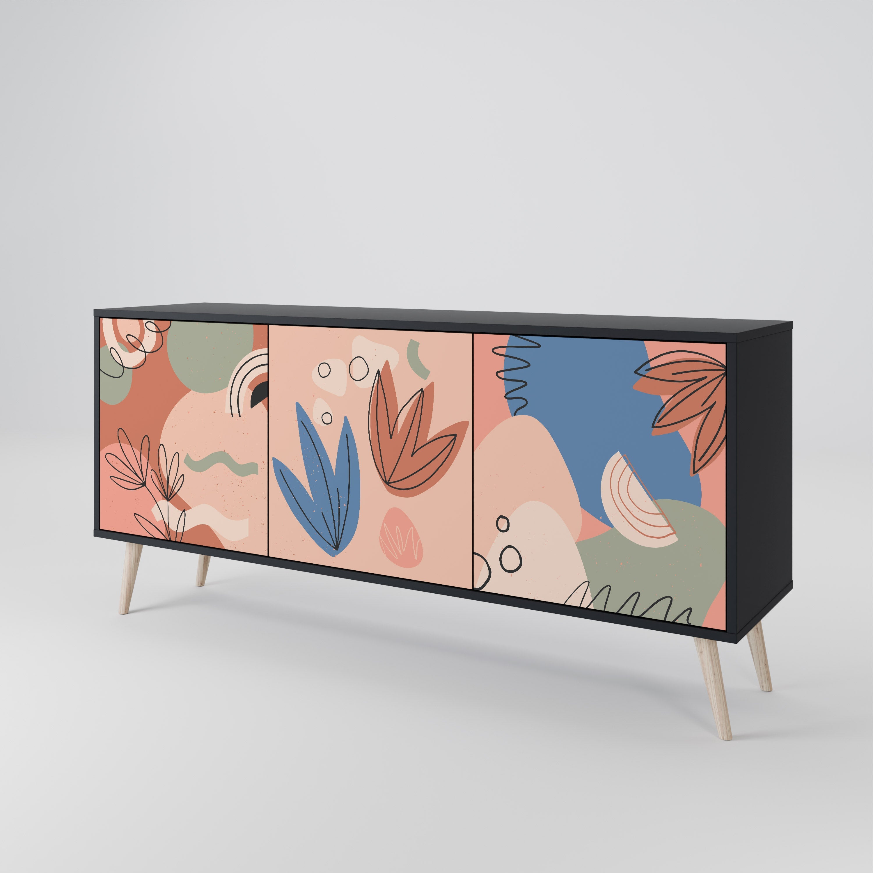 PASTEL DESTINY 3-türiges Sideboard in Schwarz