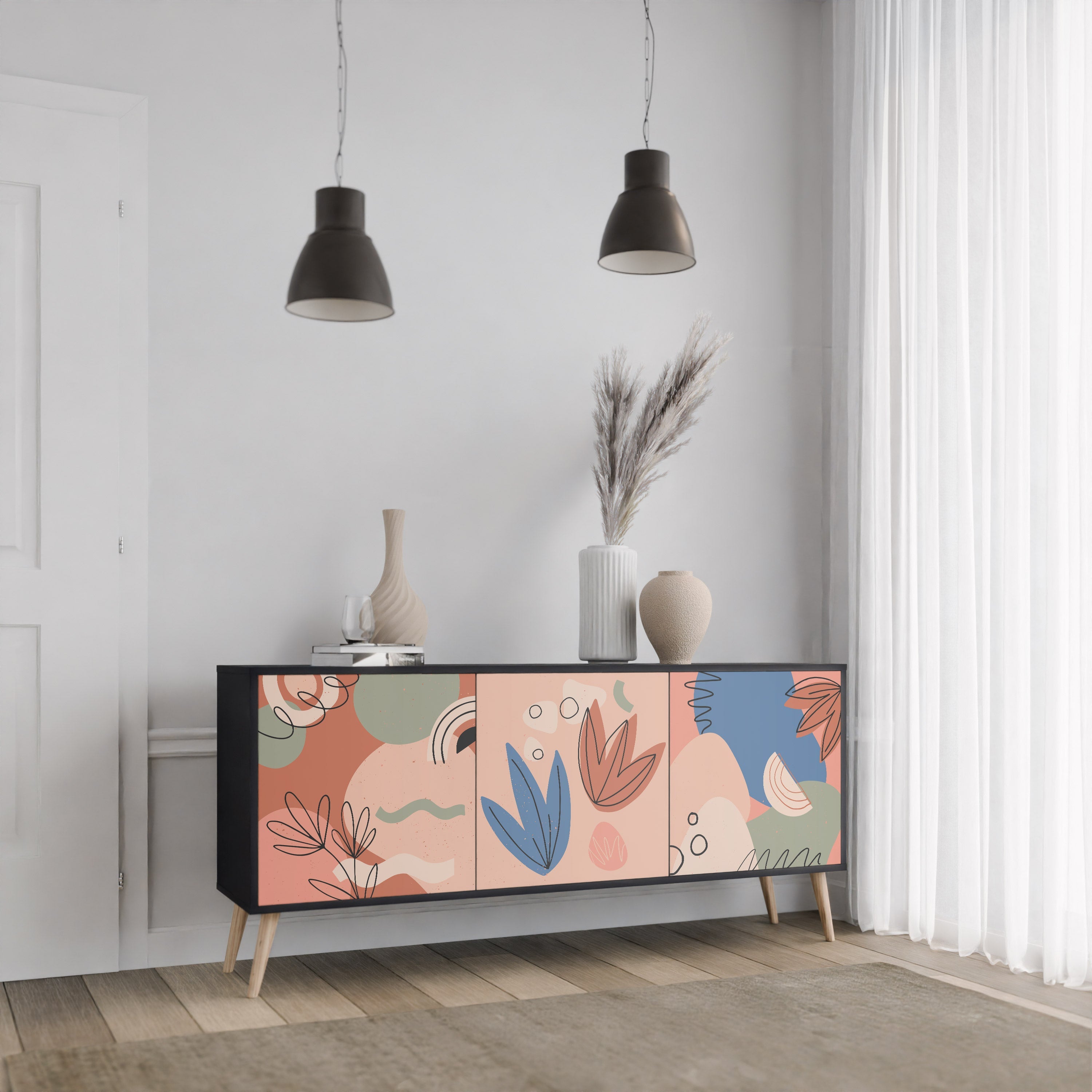 PASTEL DESTINY 3-türiges Sideboard in Schwarz