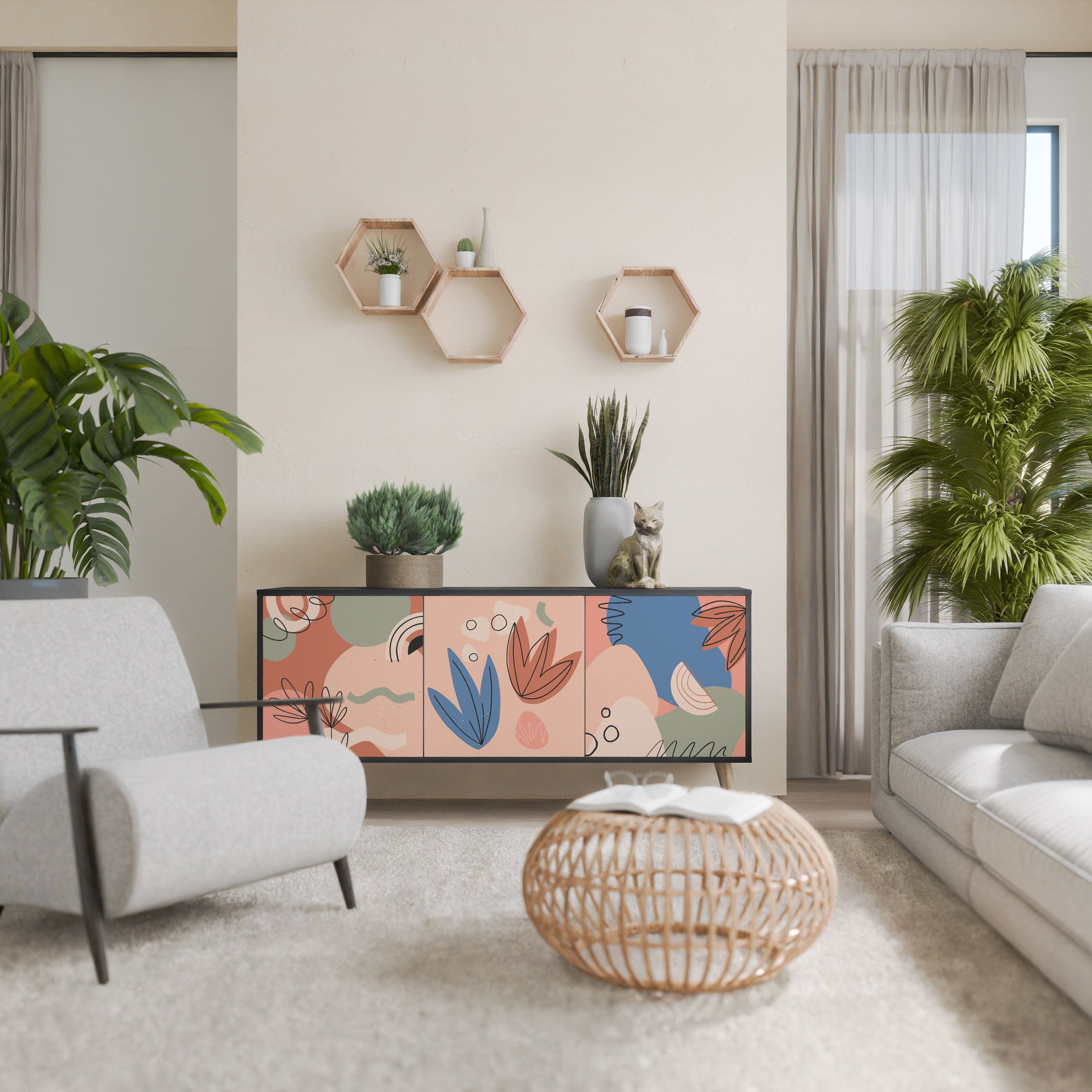 PASTEL DESTINY 3-türiges Sideboard in Schwarz