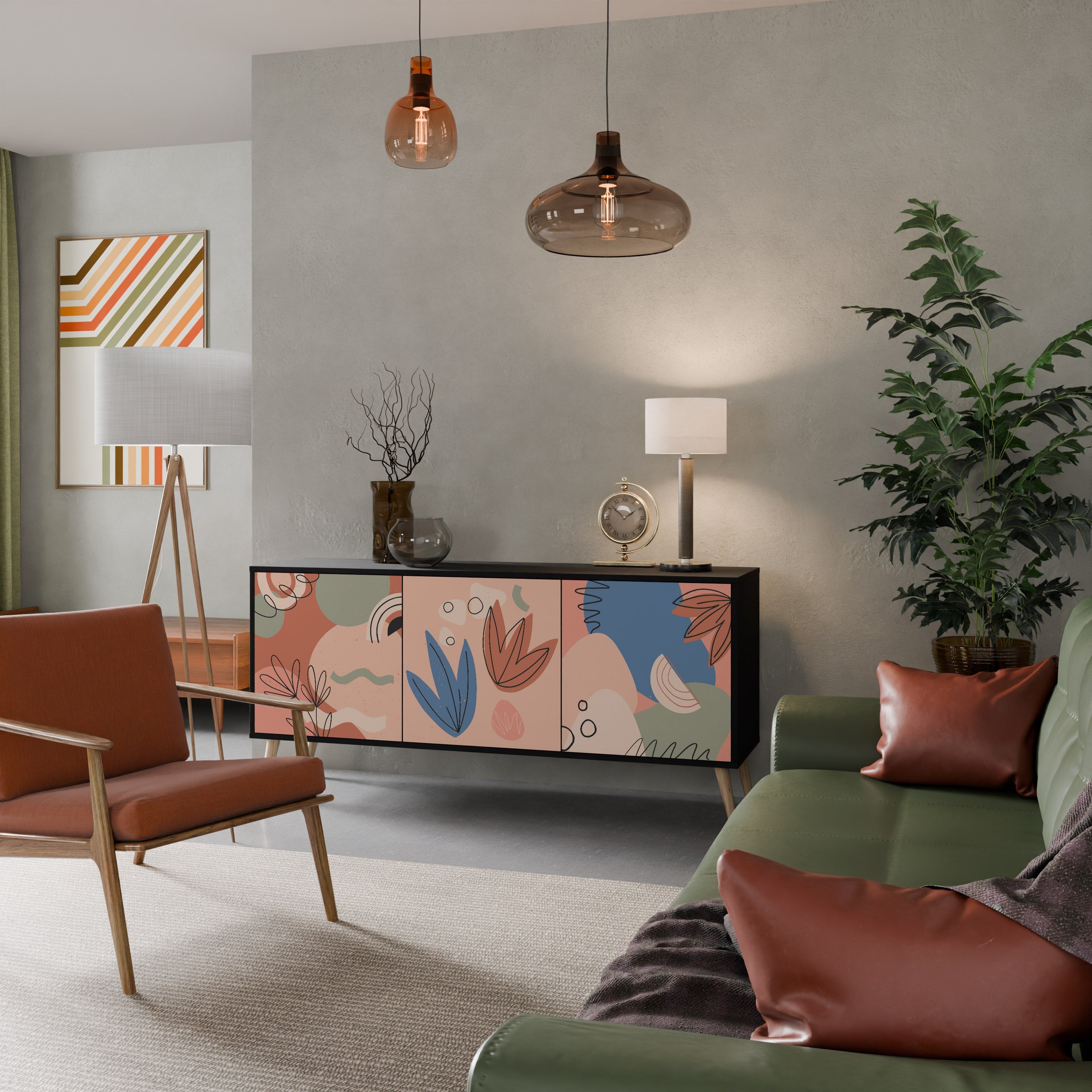 PASTEL DESTINY 3-türiges Sideboard in Schwarz