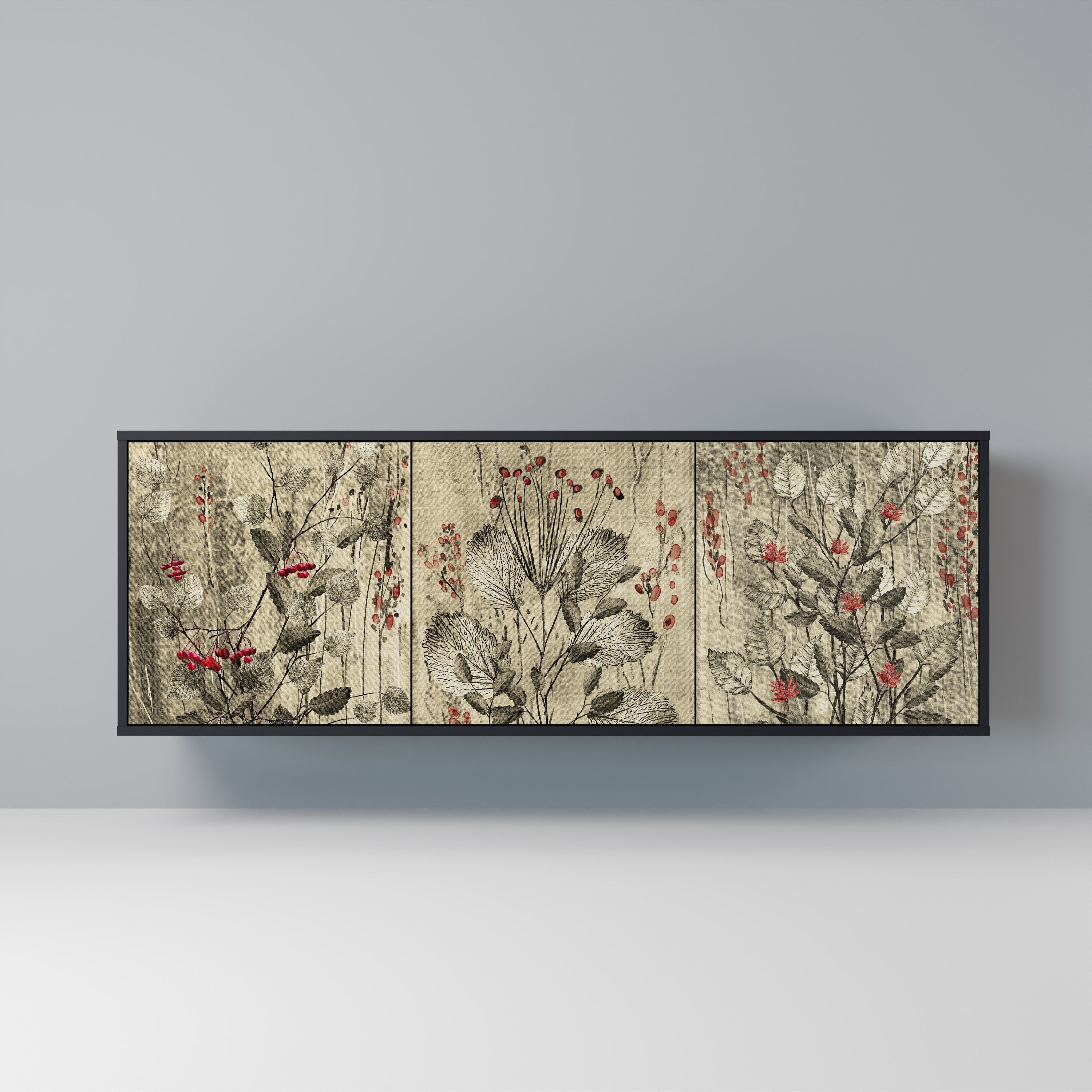 HERBAL GRACE 3-türiges Sideboard in Schwarz