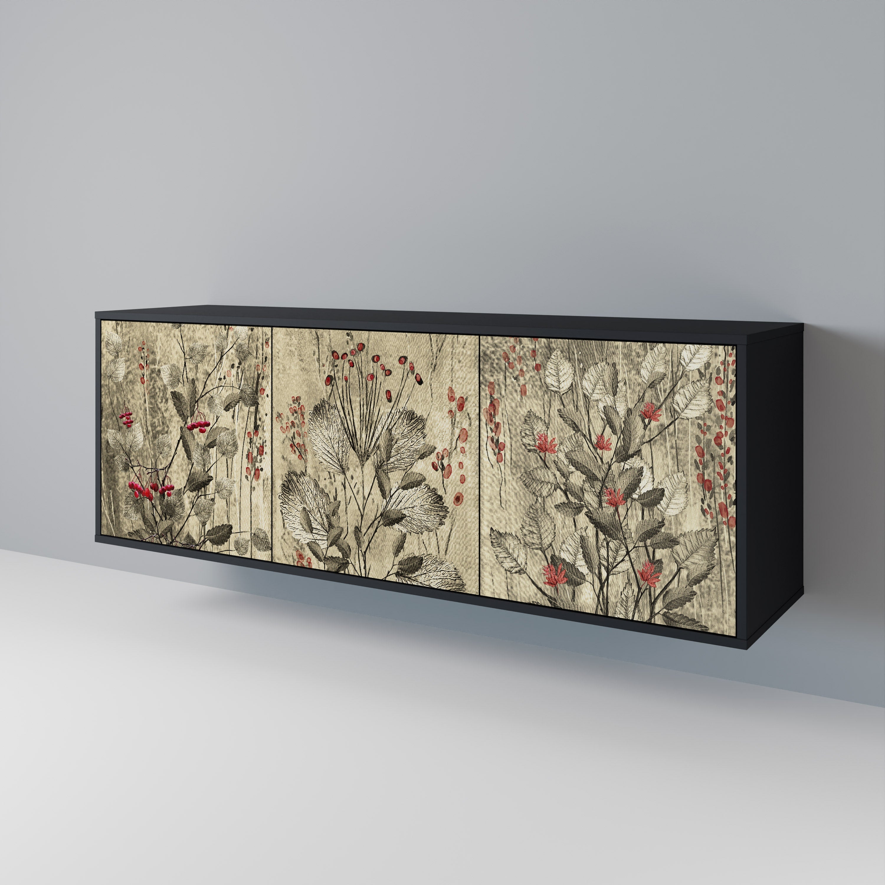 HERBAL GRACE 3-türiges Sideboard in Schwarz