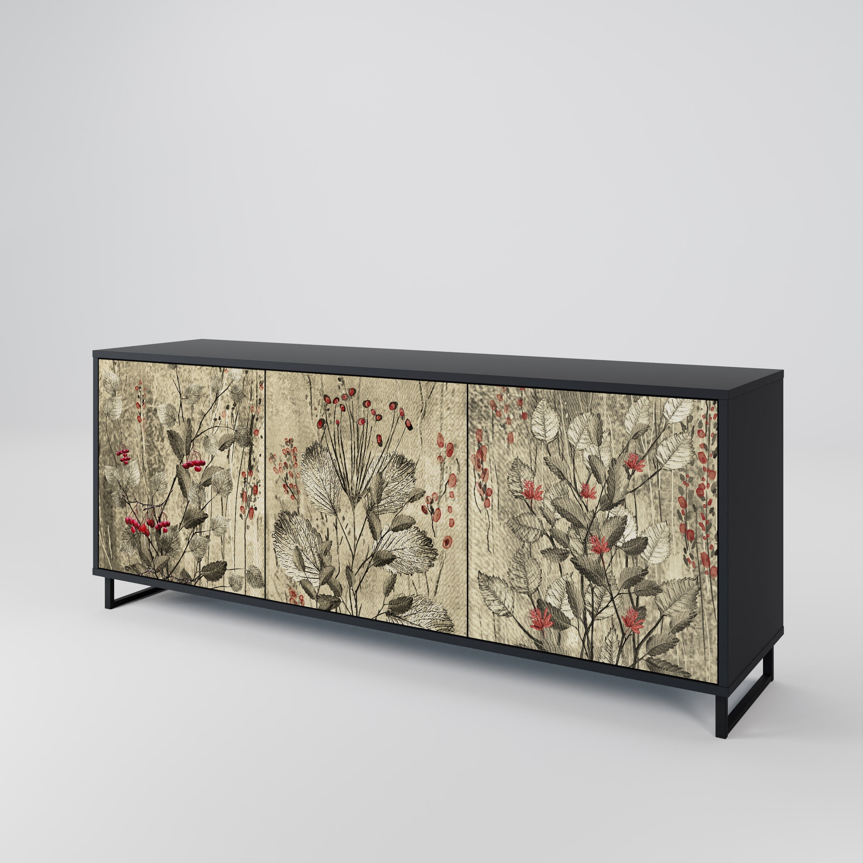 HERBAL GRACE 3-türiges Sideboard in Schwarz