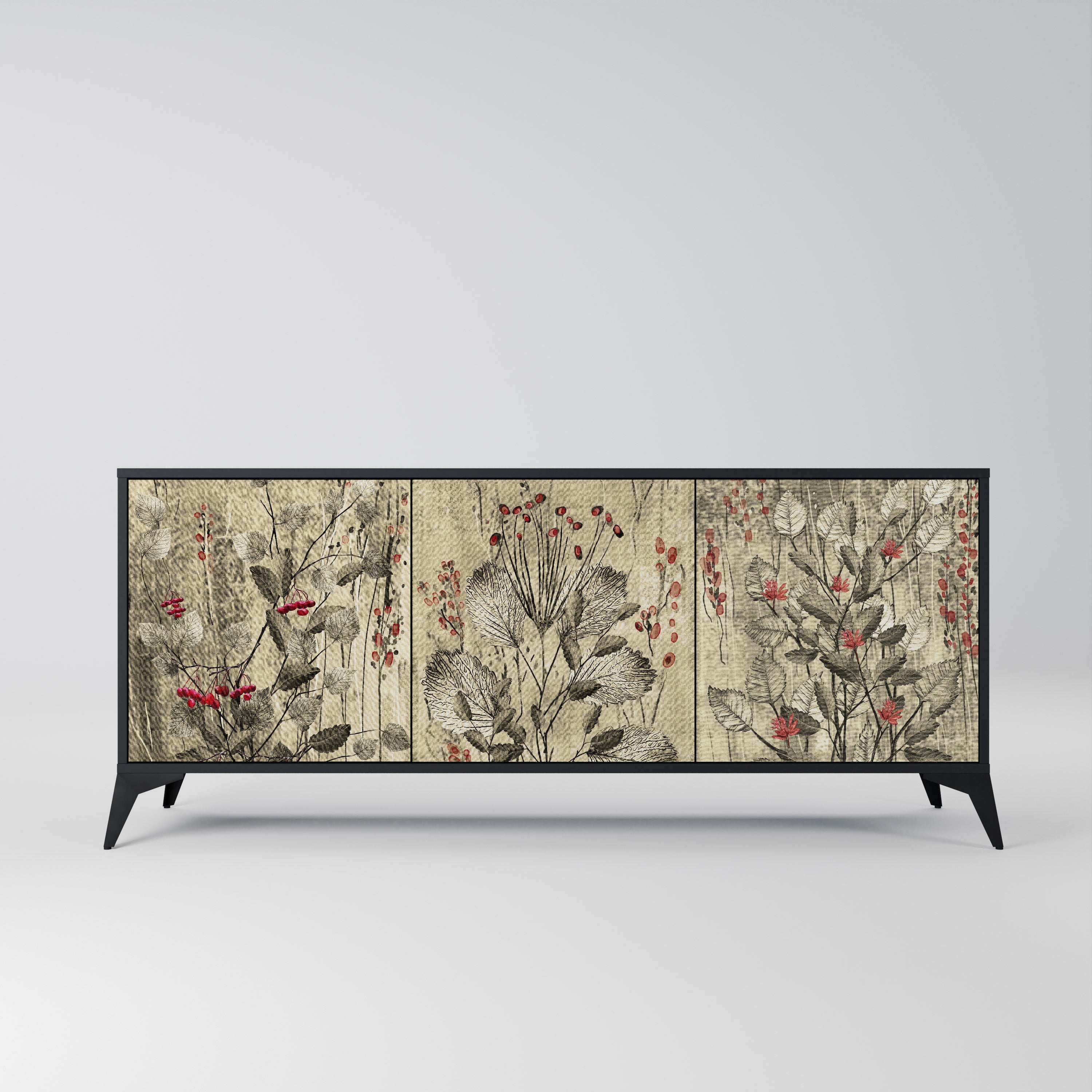 HERBAL GRACE 3-türiges Sideboard in Schwarz