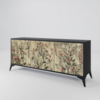 HERBAL GRACE 3-Door Sideboard in Black Finish