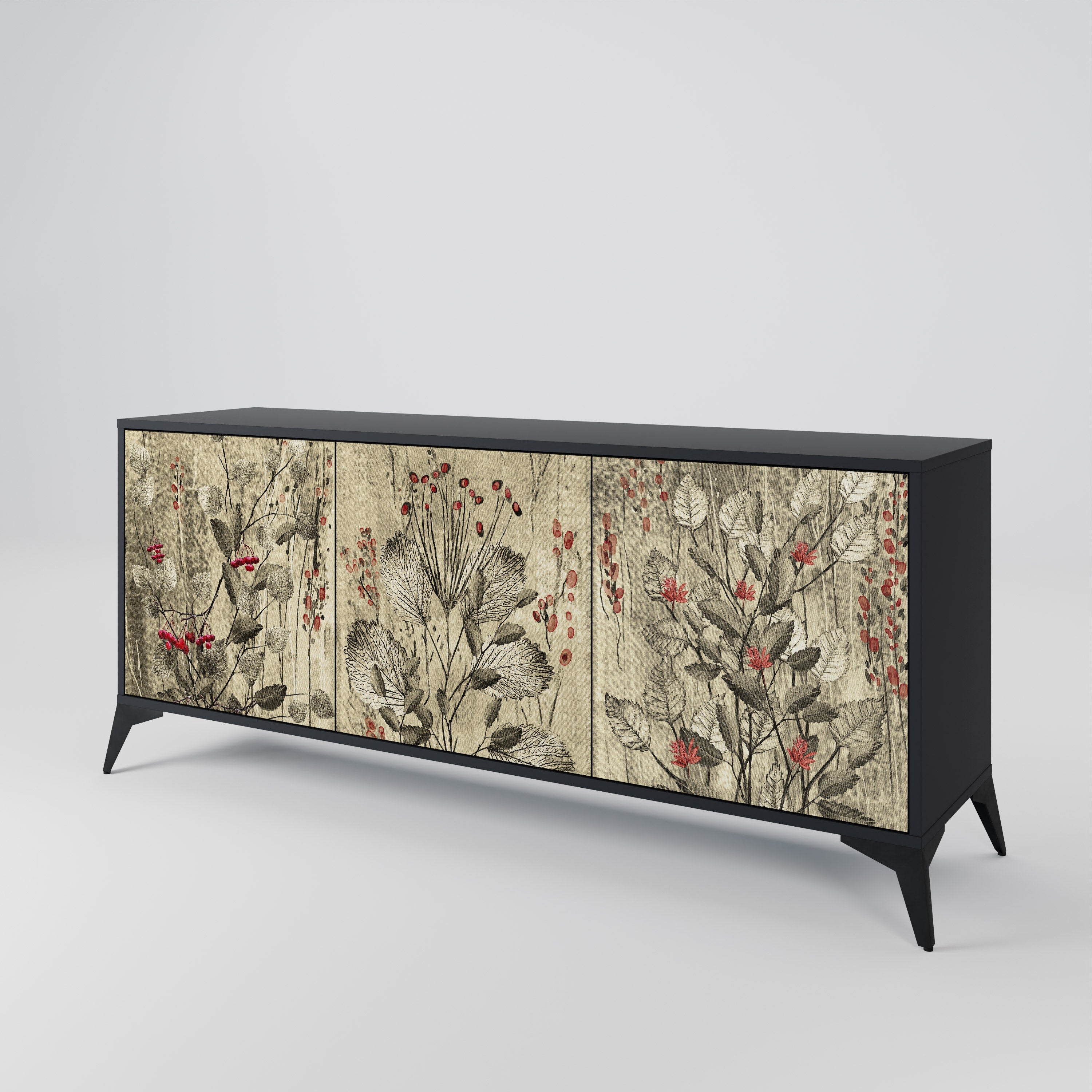 HERBAL GRACE 3-türiges Sideboard in Schwarz