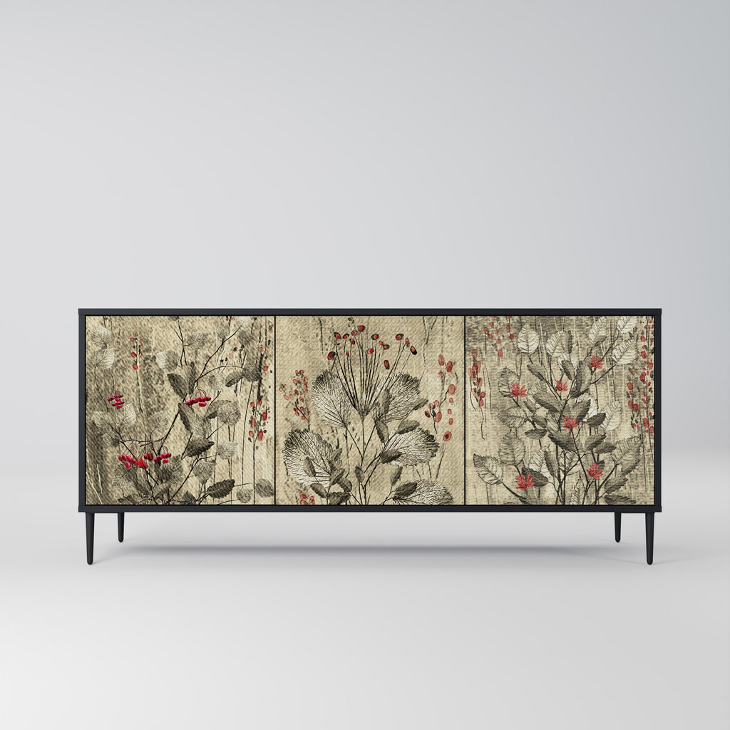 HERBAL GRACE 3-türiges Sideboard in Schwarz