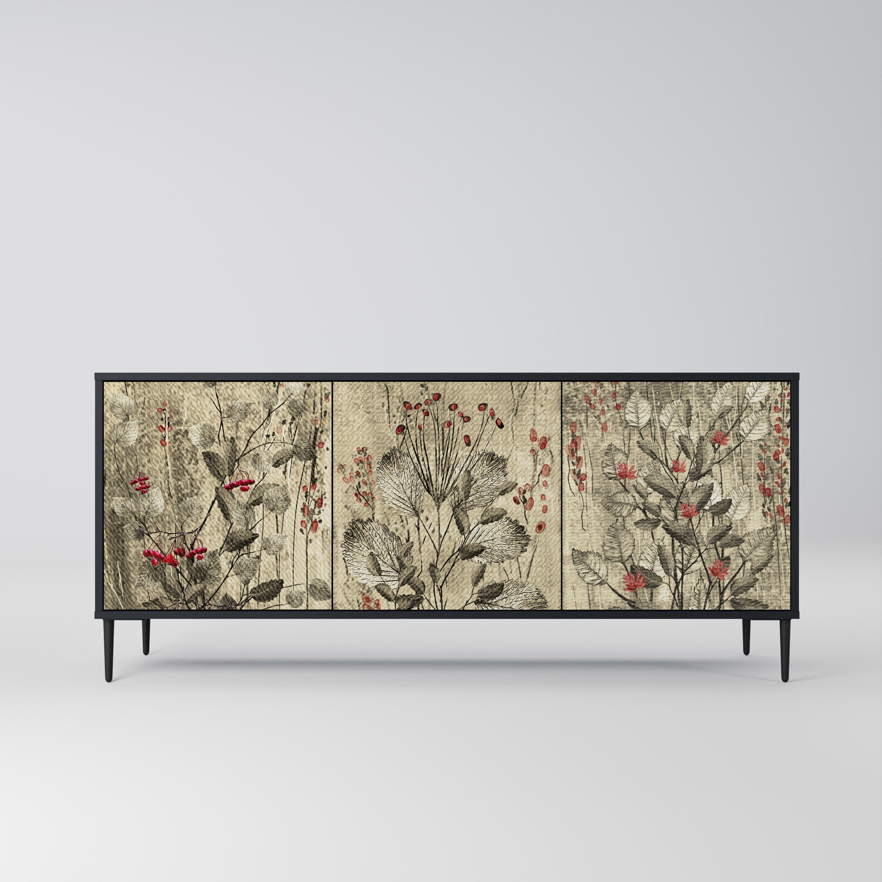 HERBAL GRACE 3-türiges Sideboard in Schwarz